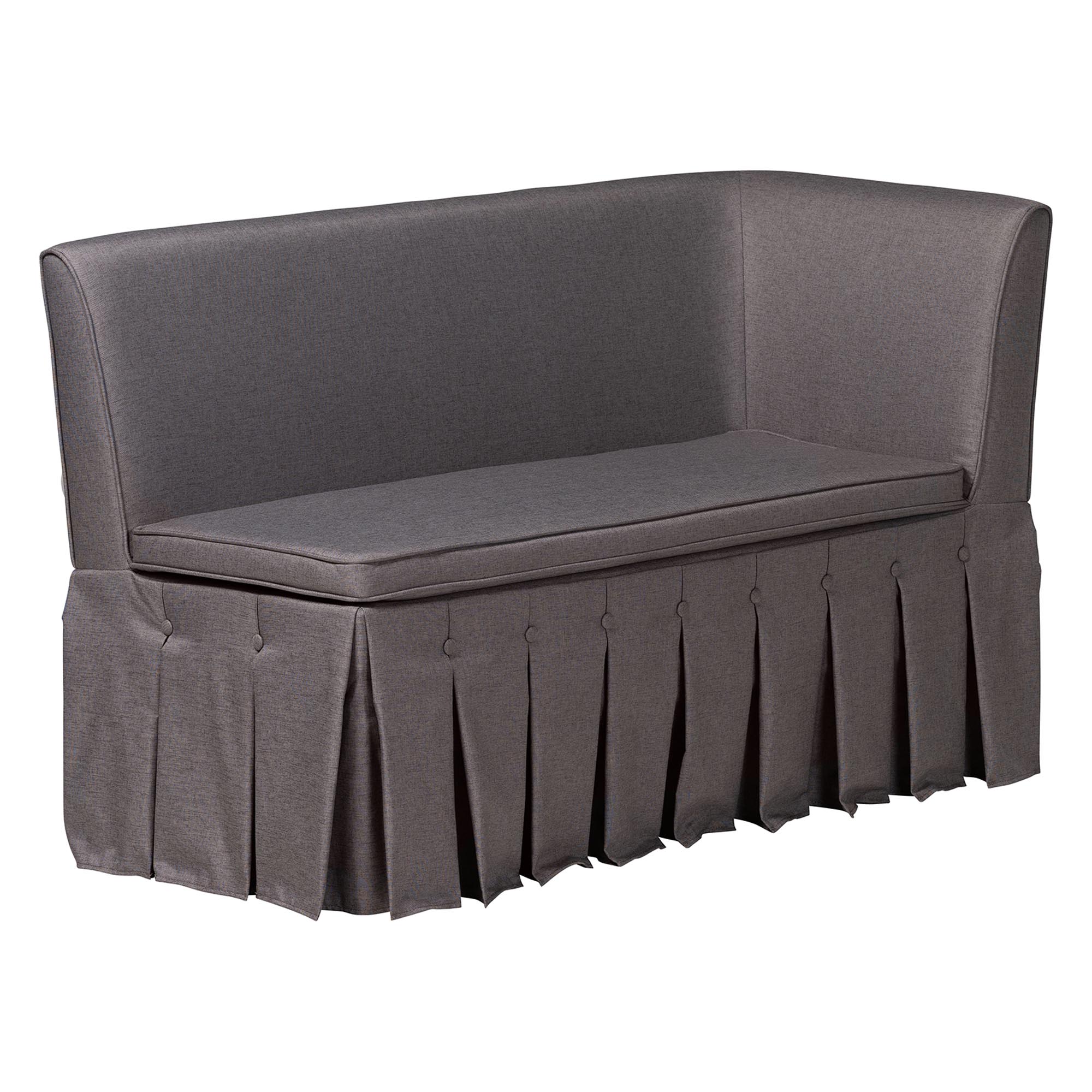 Baxton Studio Reginald 3-Piece Fabric Upholstered Dining Nook Set - Corner Kitchen Dining Banquette Set with Skirted Base, L-Shaped Seating for Small Spaces, Grey
