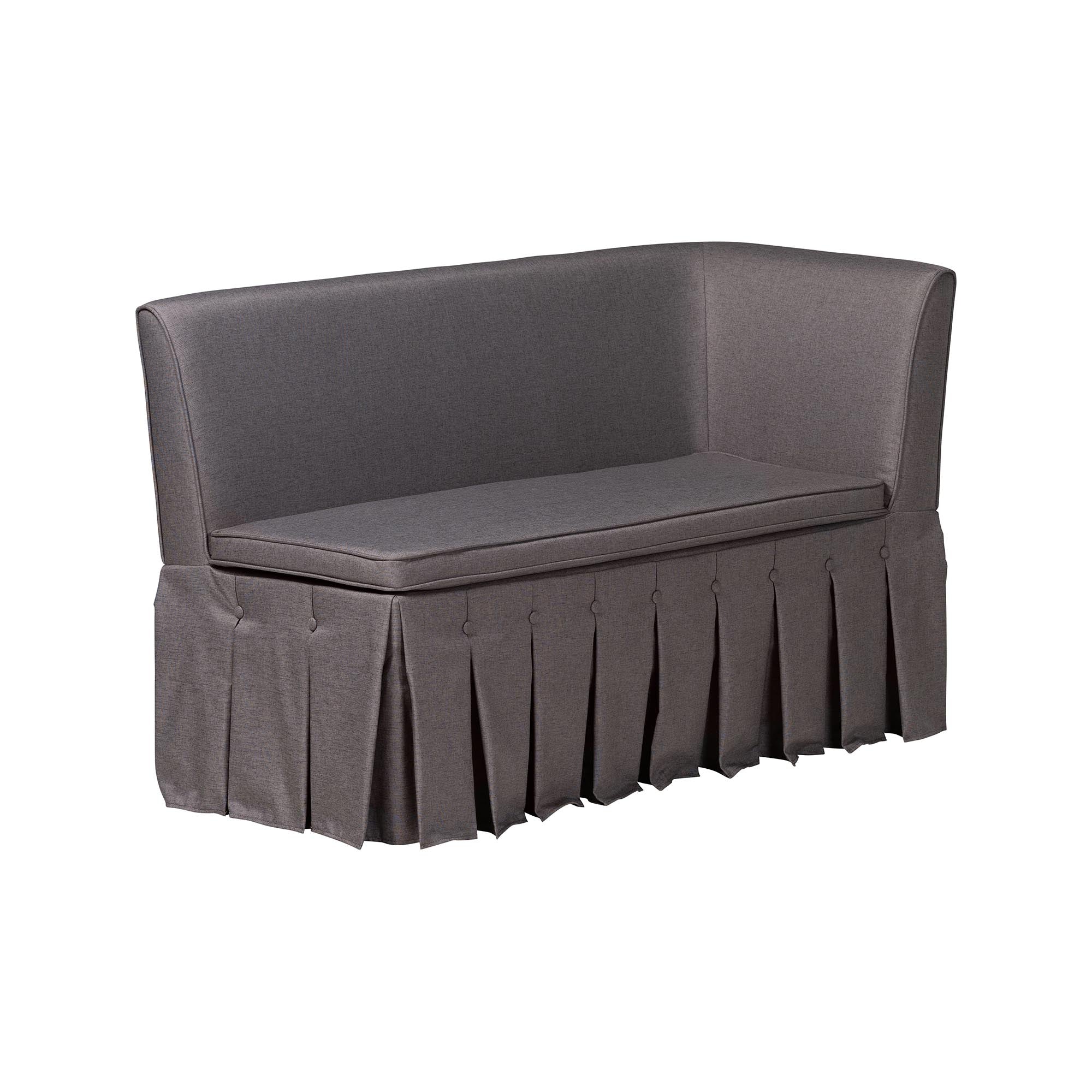 Baxton Studio Meyer 2-Piece Fabric Upholstered Dining Nook Bench Set - Corner Kitchen Banquette Seating with Skirted Base, L-Shaped Breakfast Nook for Small Spaces, Grey