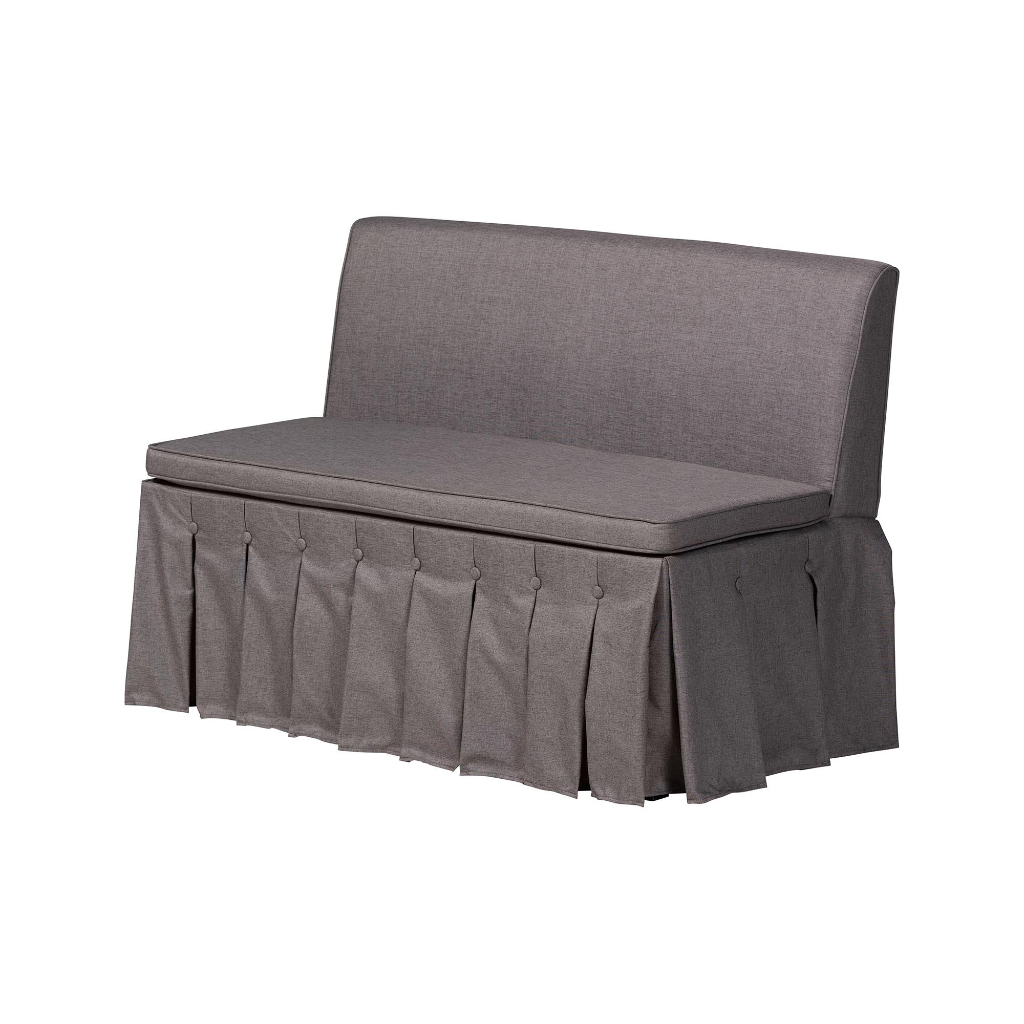 Baxton Studio Meyer 2-Piece Fabric Upholstered Dining Nook Bench Set - Corner Kitchen Banquette Seating with Skirted Base, L-Shaped Breakfast Nook for Small Spaces, Grey