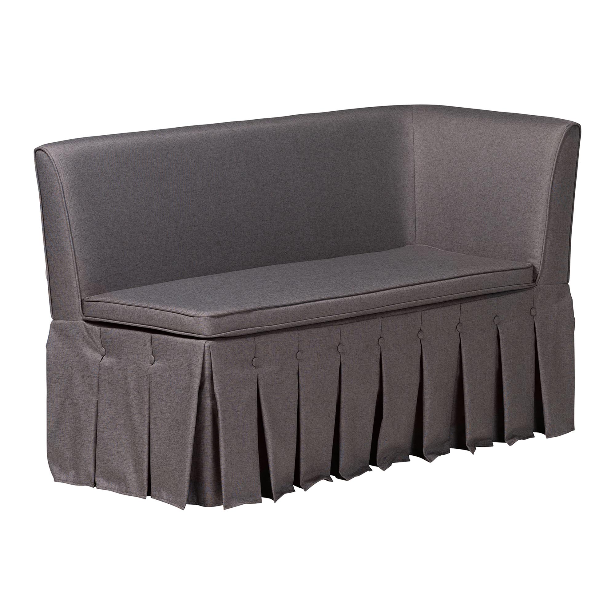 Baxton Studio Reuben 3-Piece Fabric Upholstered Dining Nook Set - Corner Kitchen Dining Banquette Set with Skirted Base, L-Shaped Seating for Small Spaces, Grey