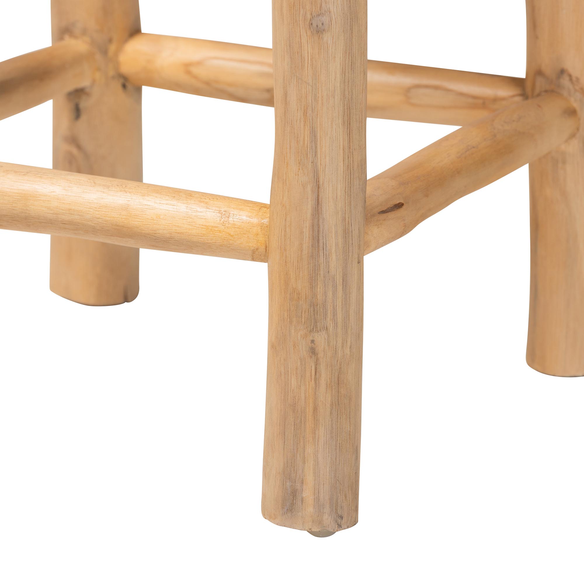 bali & pari Rivera Genuine Goat Leather Counter Stool - Rustic Boho Seating with Teak Wood Frame and Natural Hide Upholstery