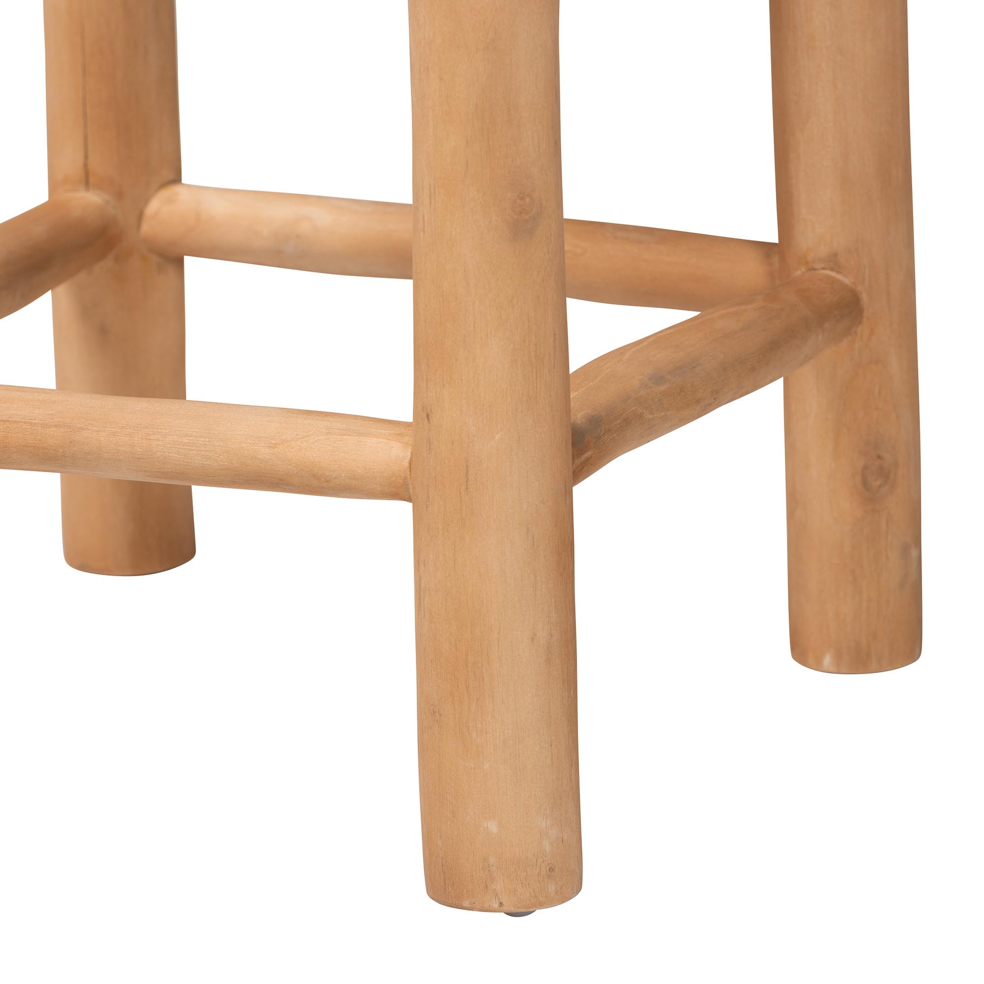 bali & pari Rivera Genuine Goat Leather Bar Stool - Rustic Boho Seating with Teak Wood Frame and Natural Hide Upholstery