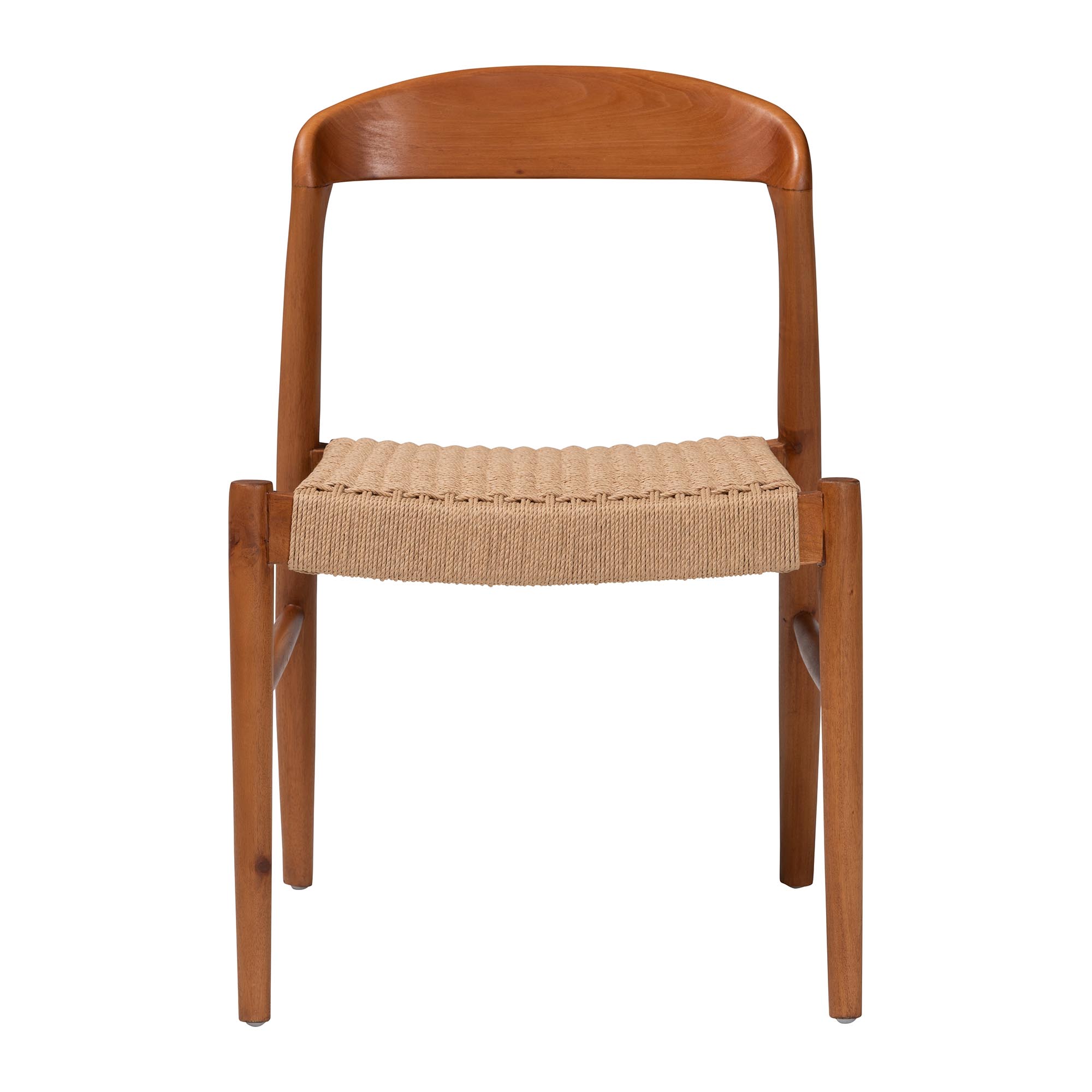 bali & pari Lorena Paper Loom Woven Dining Chair - Mahogany Wood Frame Accent Chair with Curved Back for Kitchen or Dining Room Seating