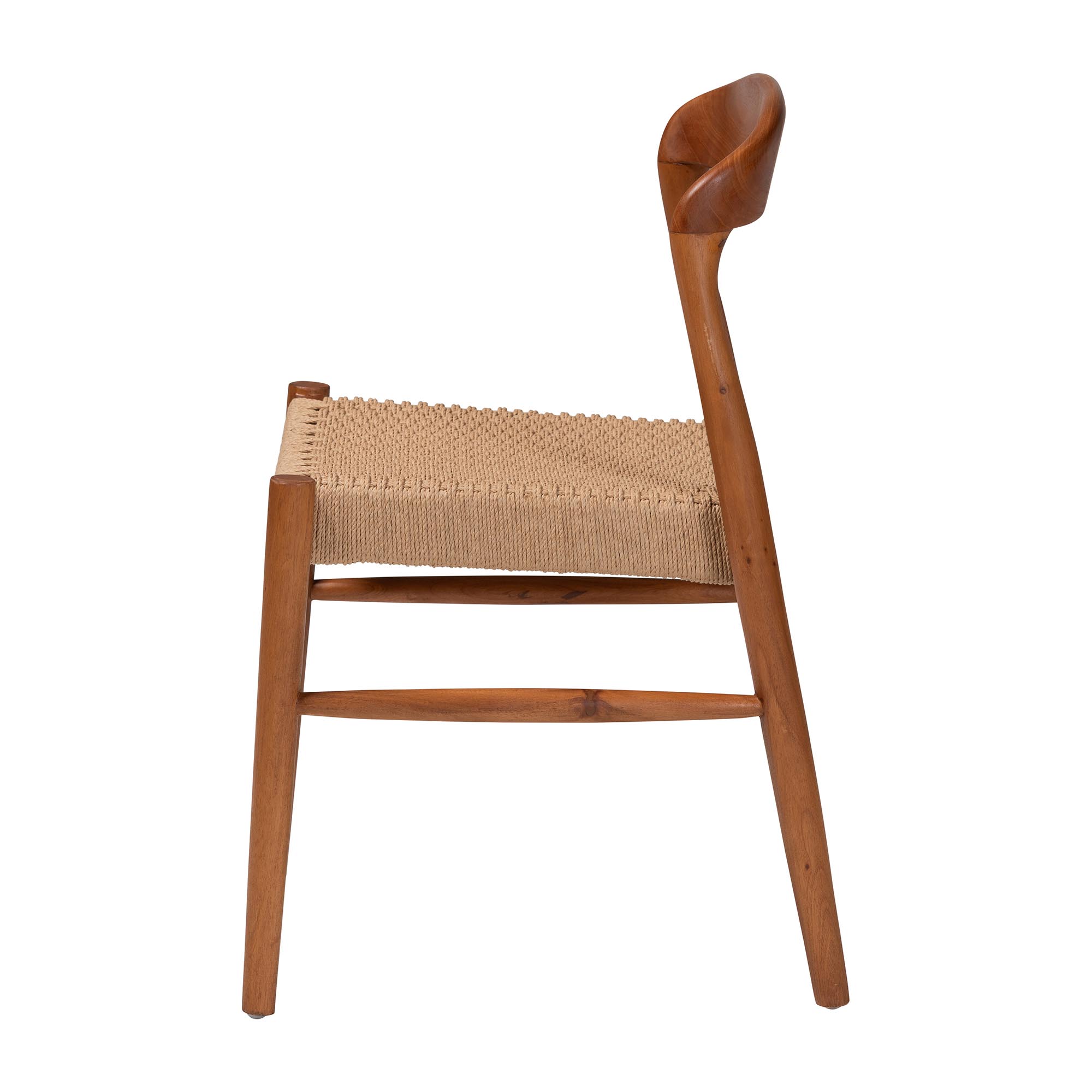 bali & pari Lorena Paper Loom Woven Dining Chair - Mahogany Wood Frame Accent Chair with Curved Back for Kitchen or Dining Room Seating
