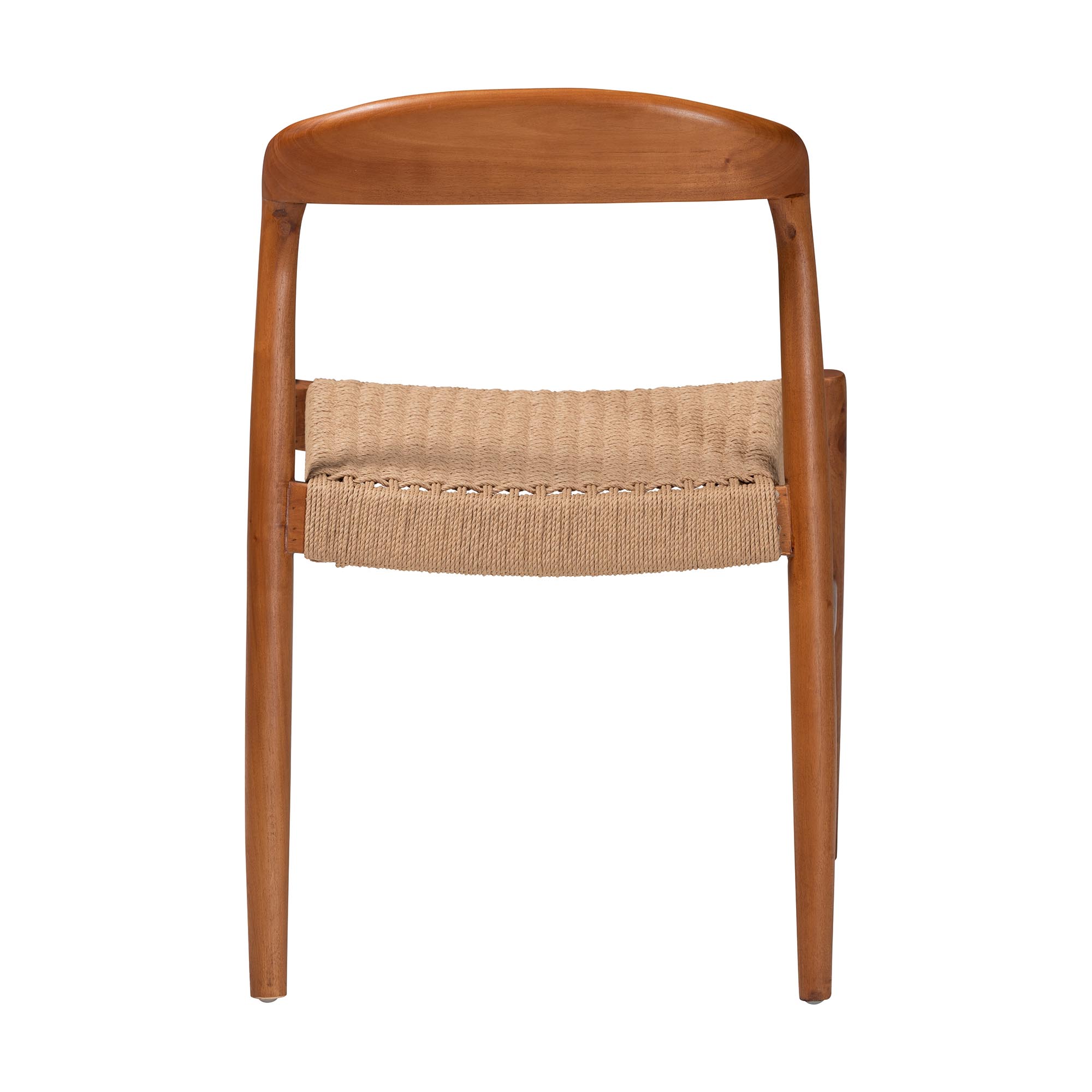 bali & pari Lorena Paper Loom Woven Dining Chair - Mahogany Wood Frame Accent Chair with Curved Back for Kitchen or Dining Room Seating