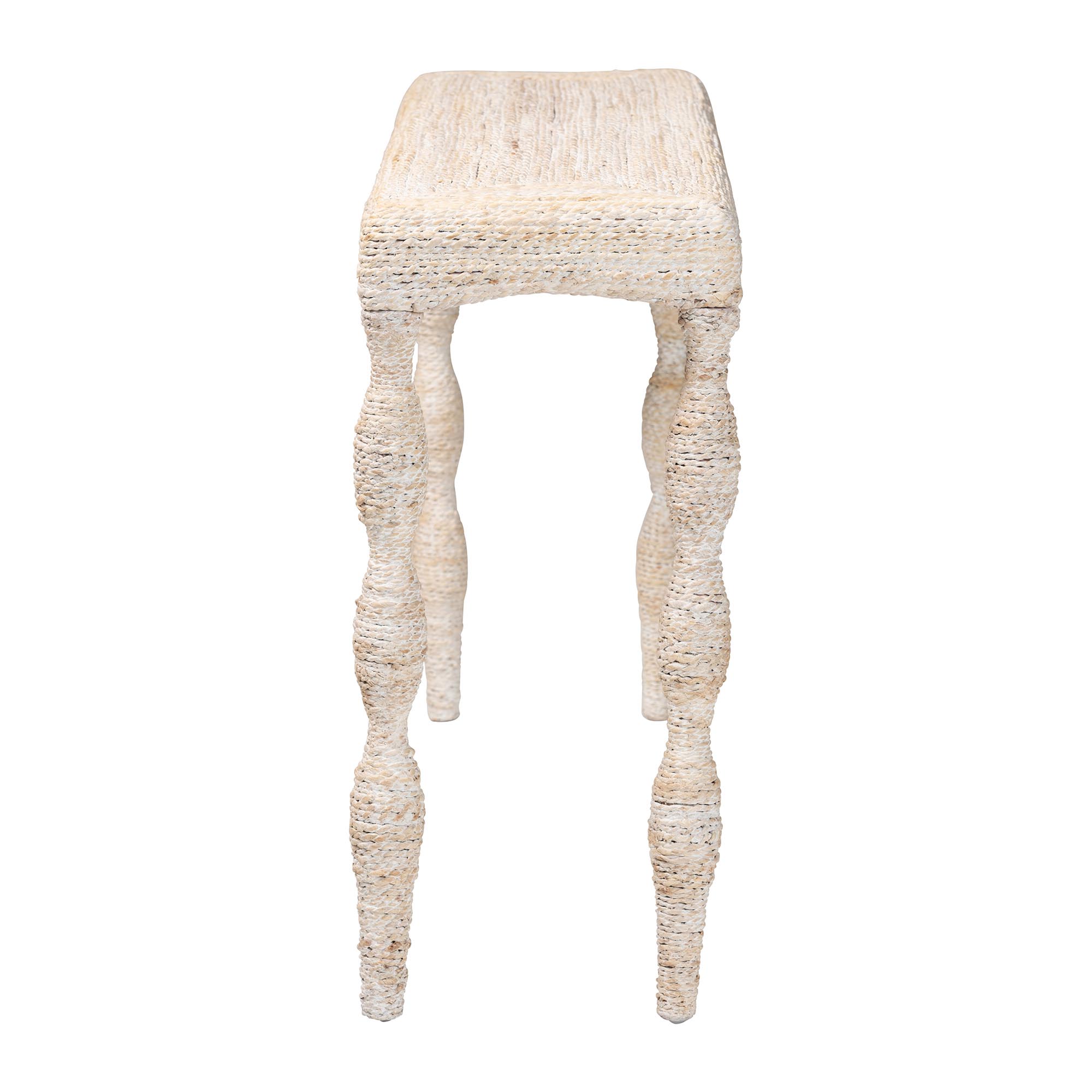 bali & pari Lejane Woven Seagrass Console Table - Handwoven Wicker Waterfall Accent Table with for Entryway, Living Room, or Hallway