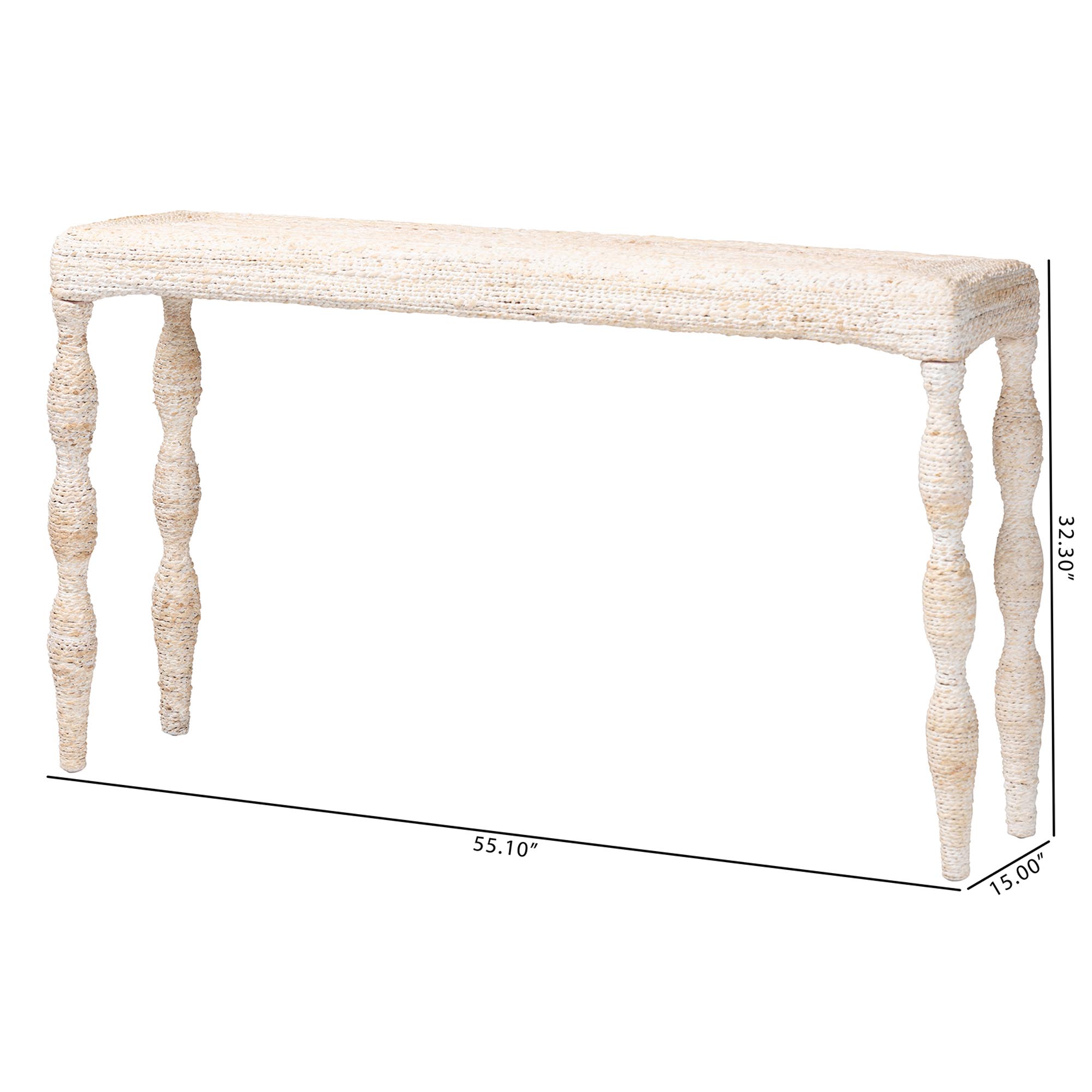 bali & pari Lejane Woven Seagrass Console Table - Handwoven Wicker Waterfall Accent Table with for Entryway, Living Room, or Hallway