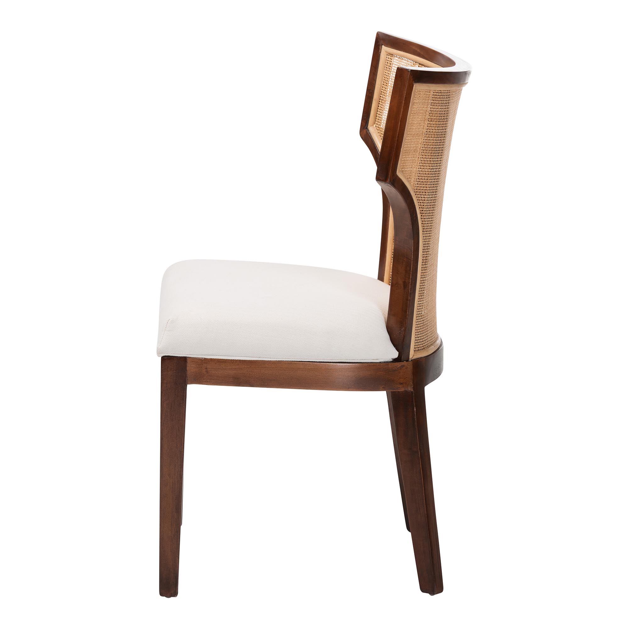 bali & pari Franco Dining Chair - Sculpted Seating with Woven Rattan Backrest and Upholstered Seat for Kitchen or Dining Room