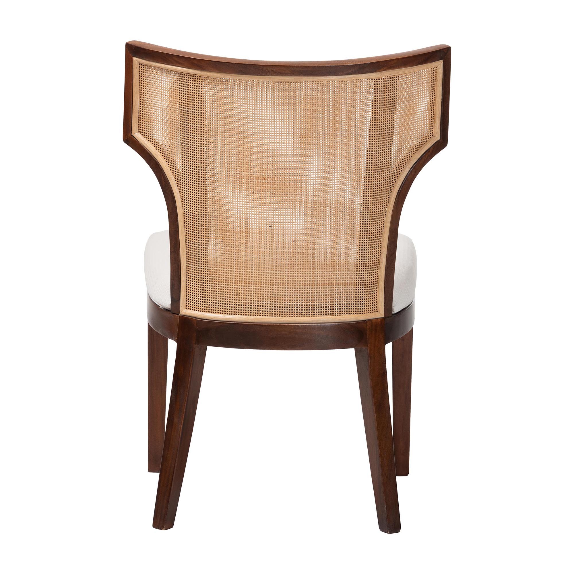 bali & pari Franco Dining Chair - Sculpted Seating with Woven Rattan Backrest and Upholstered Seat for Kitchen or Dining Room