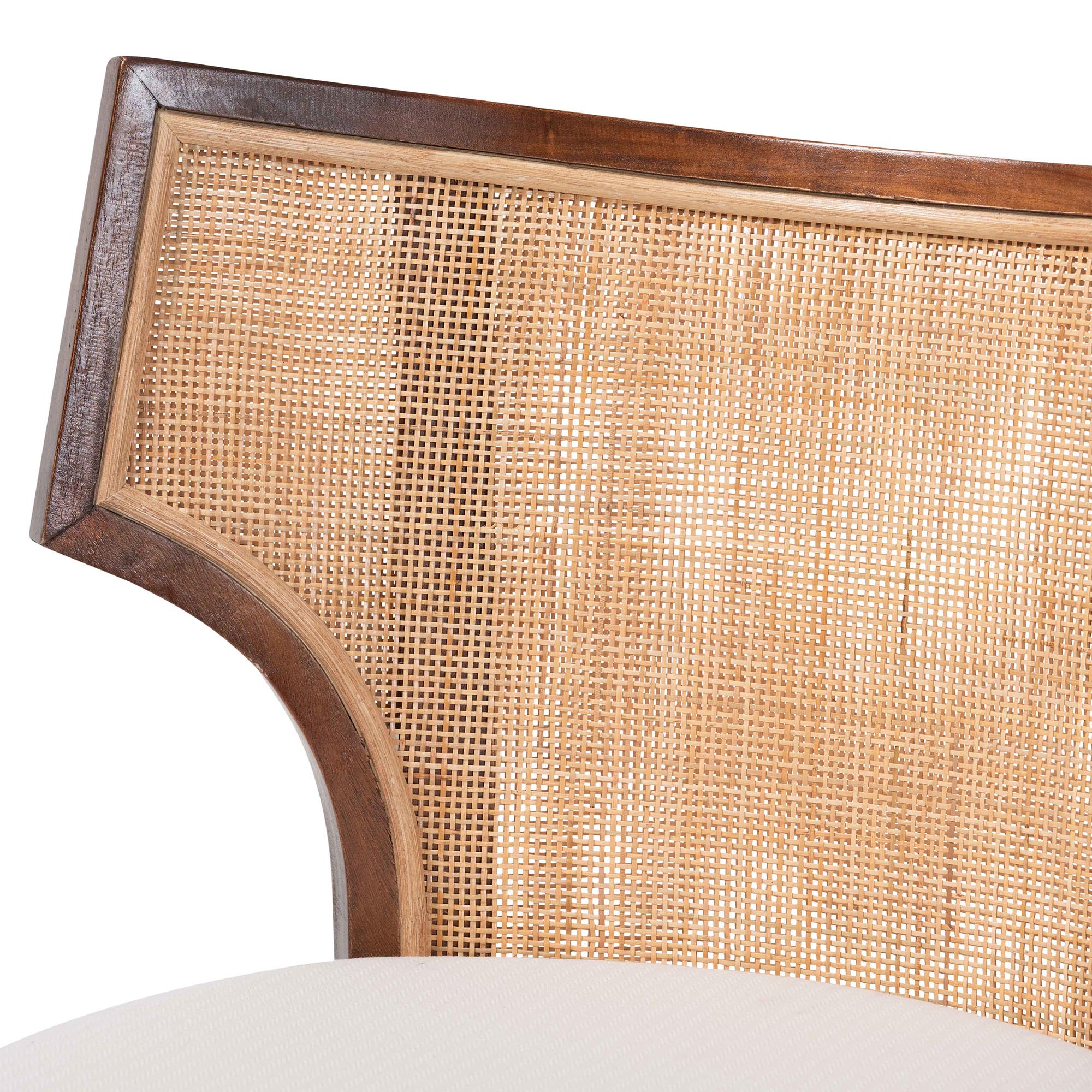 bali & pari Franco Counter Stool - Sculpted Seating with Woven Rattan Backrest and Upholstered Seat for Kitchen or Lounge