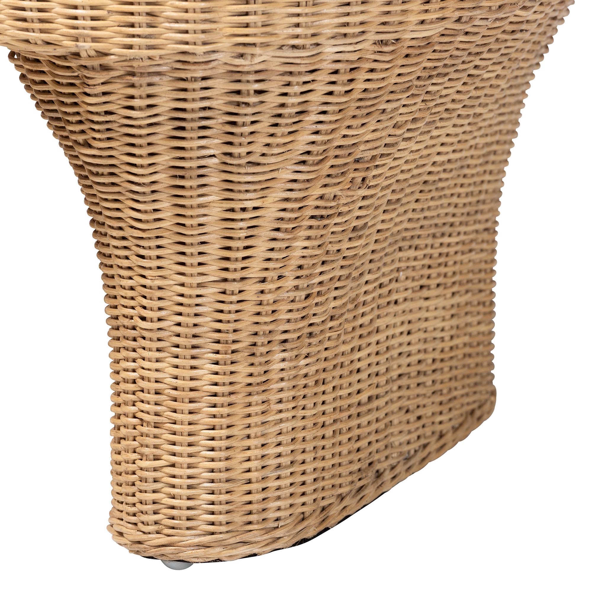bali & pari Canika Natural Rattan Coffee Table - Handwoven Wicker Accent Table with Checkered Tabletop and Waterfall Base for Living Room or Sunroom