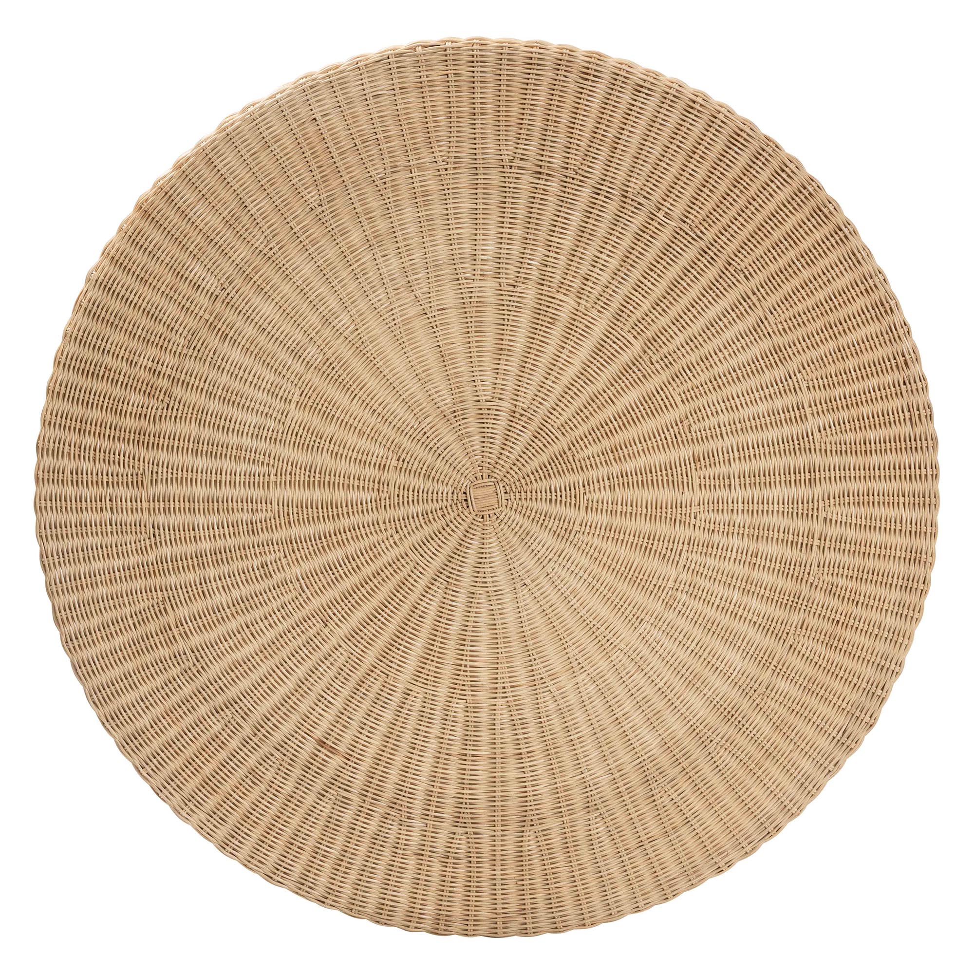 bali & pari Silvia Natural Rattan Coffee Table - Handwoven Wicker Accent Cocktail Table with Pedestal Base for Living Room or Sunroom