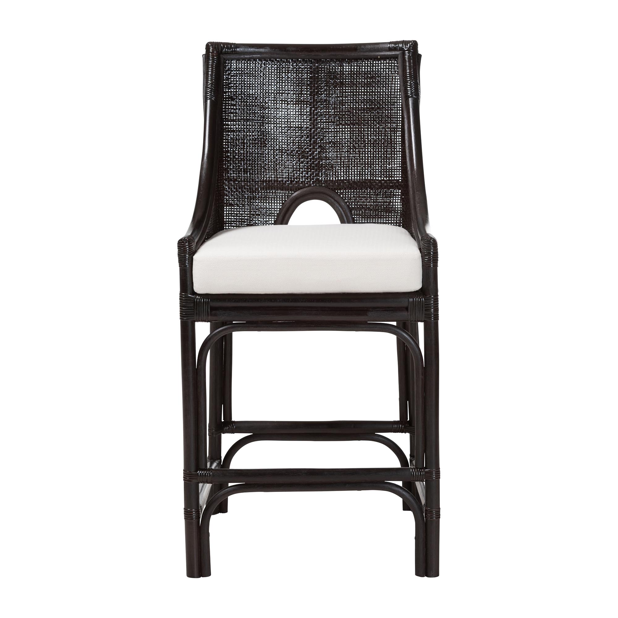 bali & pari Acton Natural Rattan Counter Stool - Handwoven Wicker Accent Stool with Tall Back and Sloped Arms, Boho Coastal Kitchen Seating