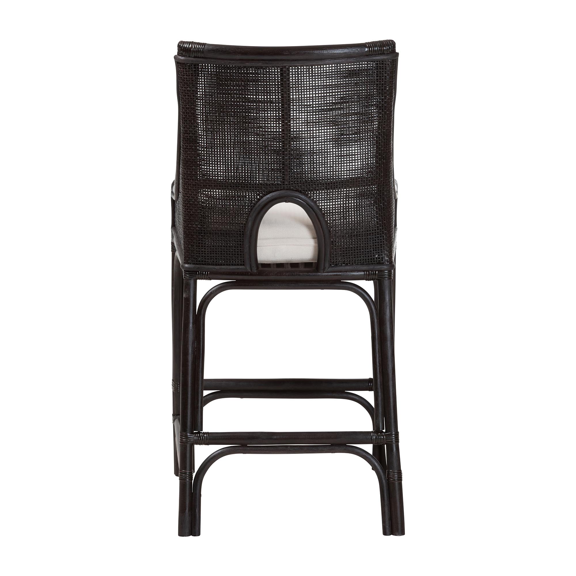 bali & pari Acton Natural Rattan Counter Stool - Handwoven Wicker Accent Stool with Tall Back and Sloped Arms, Boho Coastal Kitchen Seating