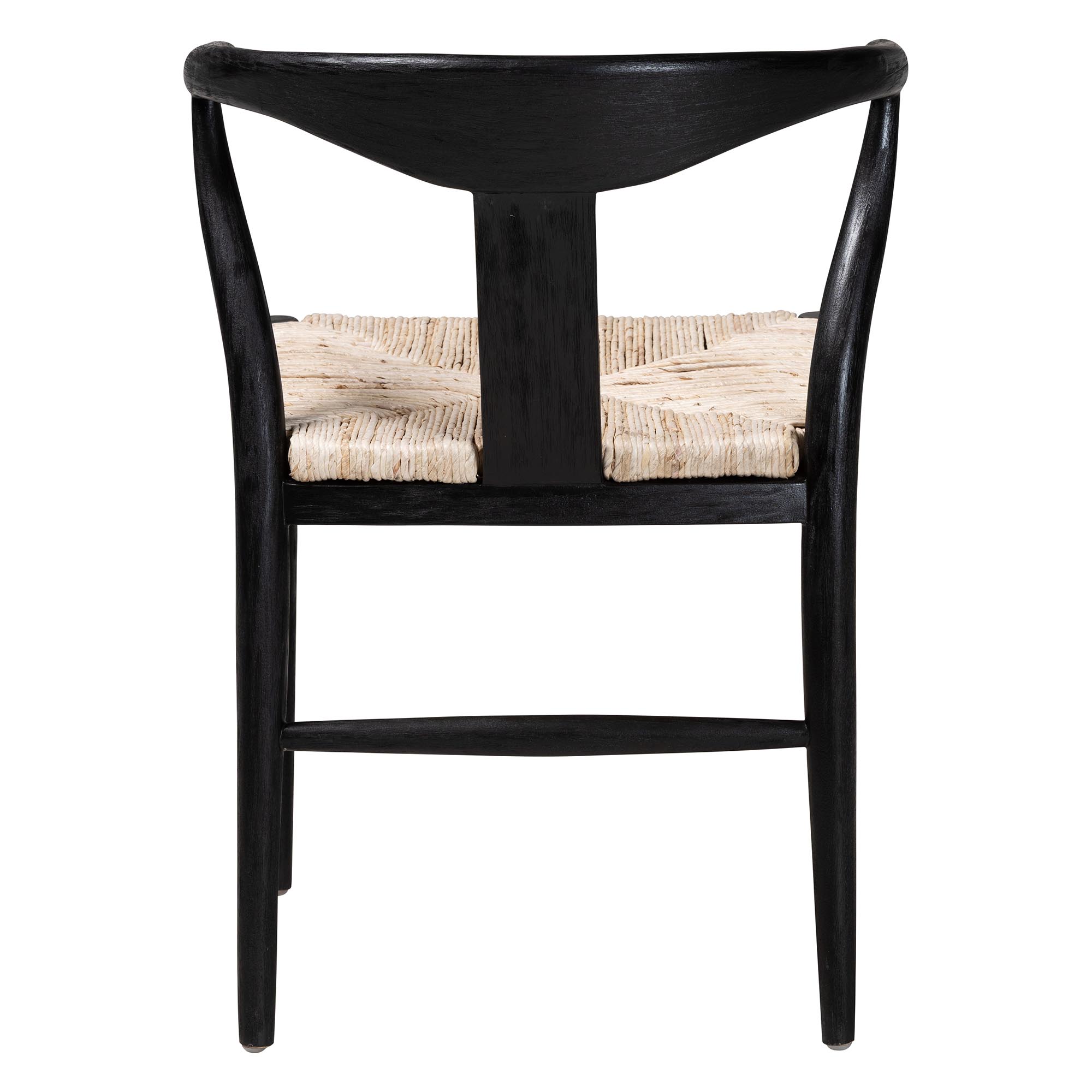 bali & pari Fika Wishbone Dining Chair with Handwoven Seagrass Seat - Mahogany Wood Frame Armchair for Modern Coastal Dining Rooms, Black