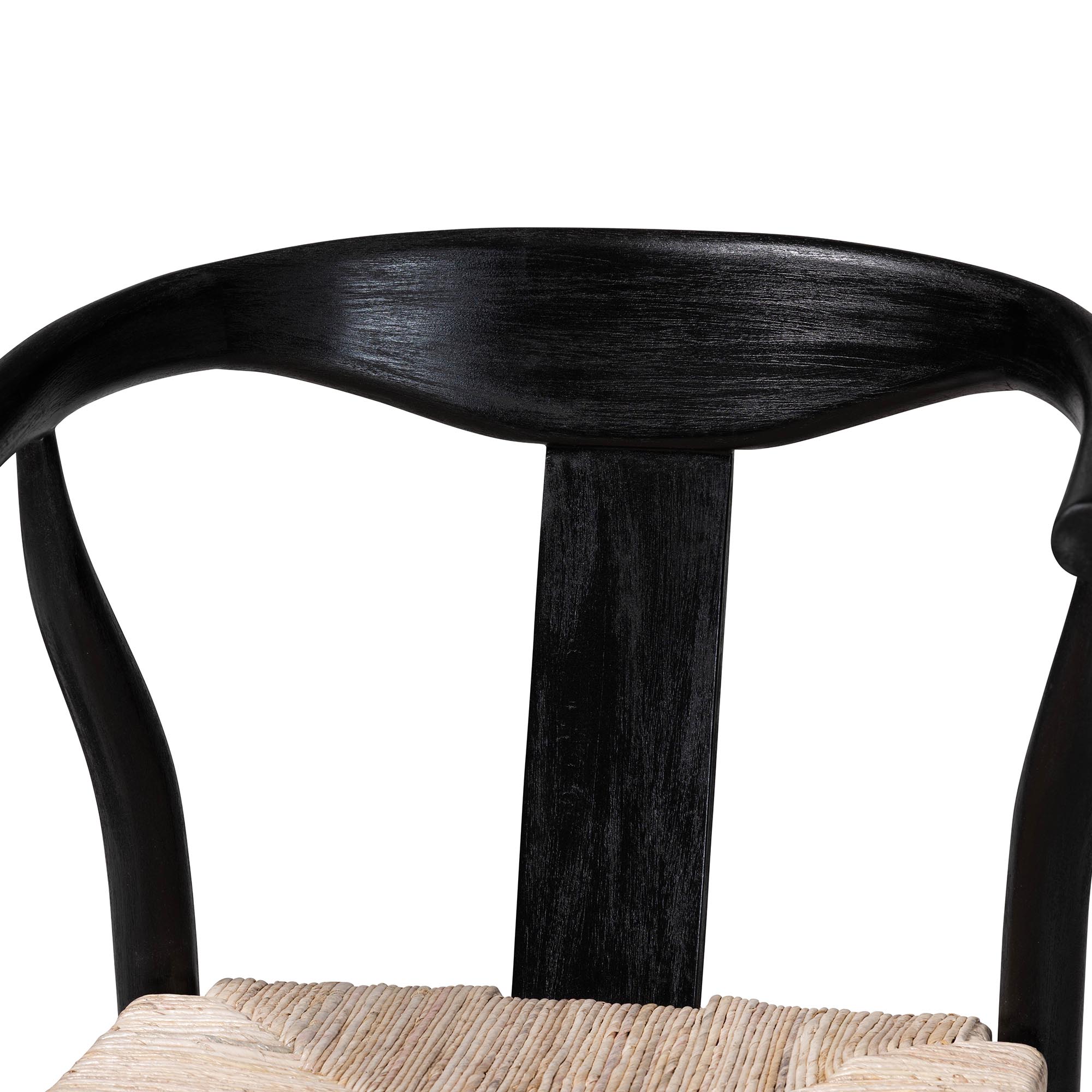 bali & pari Fika Wishbone Counter Stool with Handwoven Seagrass Seat - Mahogany Wood Frame Counter Height Seating for Kitchen Island or Dining Area, Black