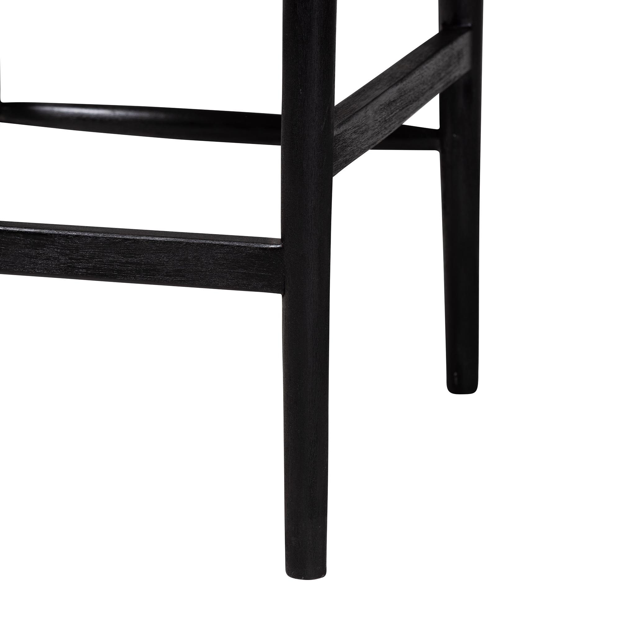 bali & pari Fika Wishbone Counter Stool with Handwoven Seagrass Seat - Mahogany Wood Frame Counter Height Seating for Kitchen Island or Dining Area, Black