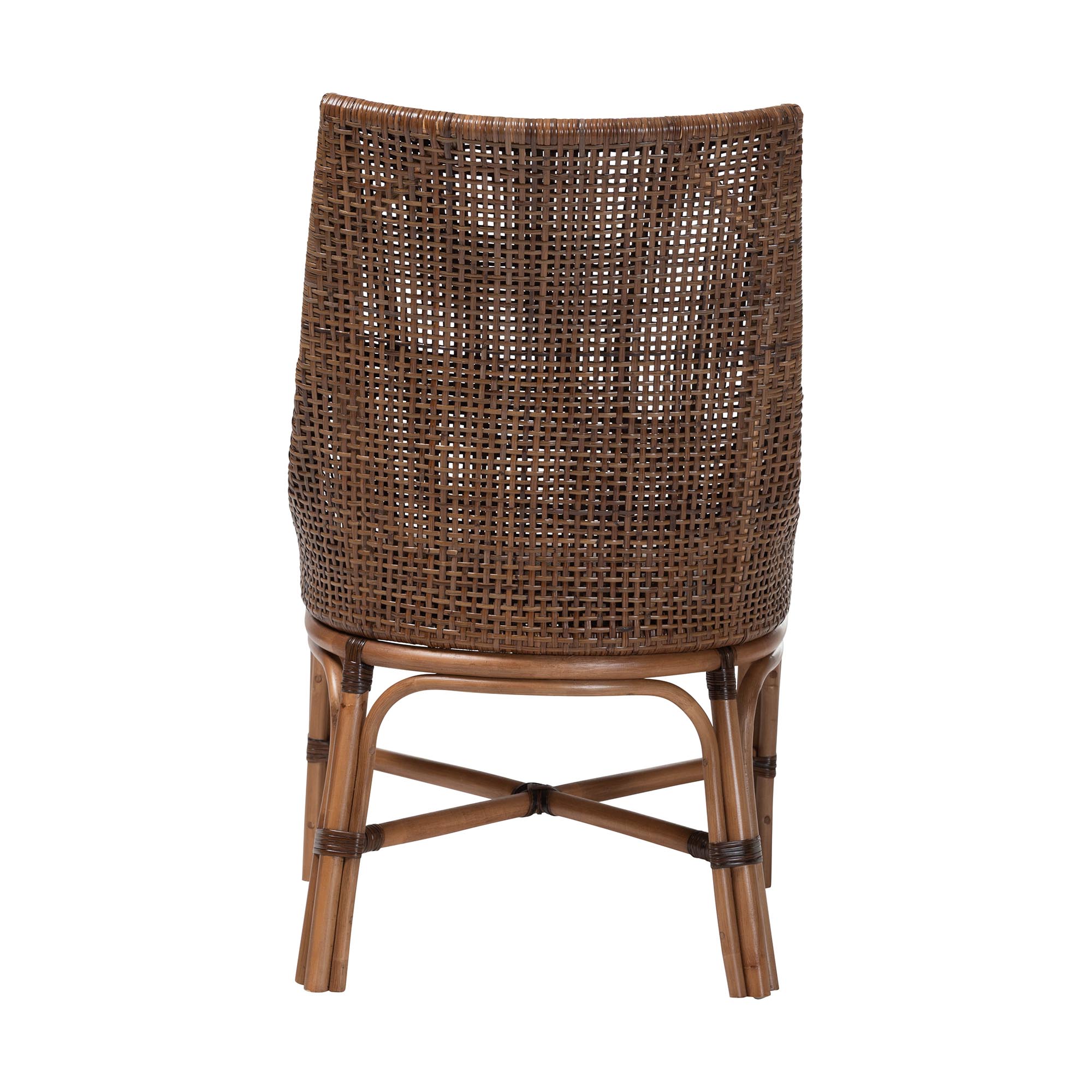 bali & pari Bella Rattan Dining Chair with Cushion - Handwoven Wicker Accent Side Chair with High Backrest, Coastal Boho Seating for Kitchen or Dining Area, Coffee Bean