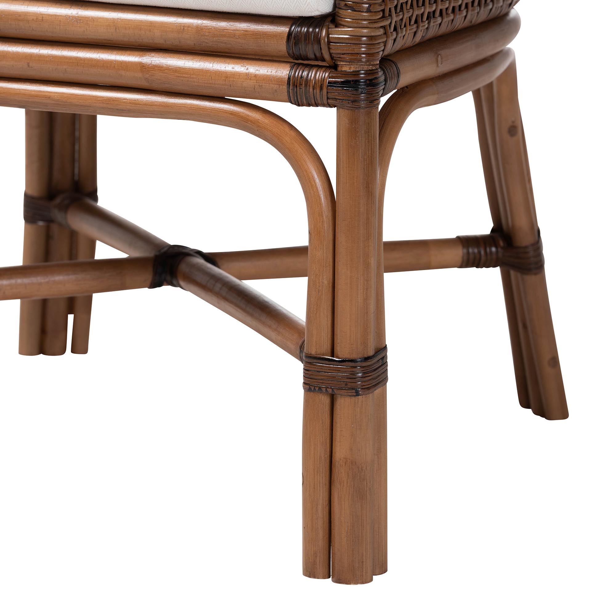 bali & pari Bella Rattan Dining Chair with Cushion - Handwoven Wicker Accent Side Chair with High Backrest, Coastal Boho Seating for Kitchen or Dining Area, Coffee Bean