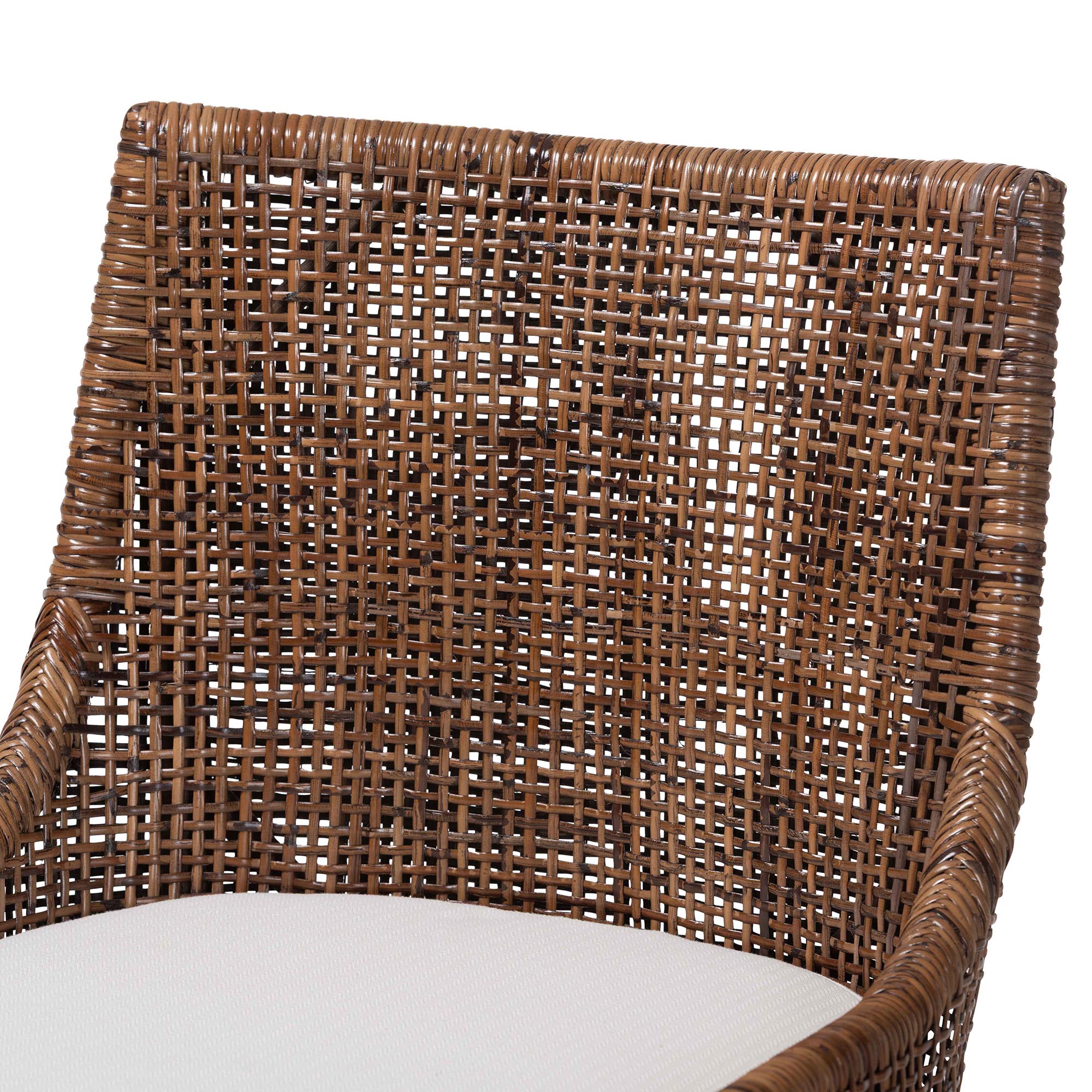 bali & pari Bella Swivel Rattan Bar Stool with Cushion - Handwoven Wicker Bar Chair with Backrest and Footrest, Coffee Bean