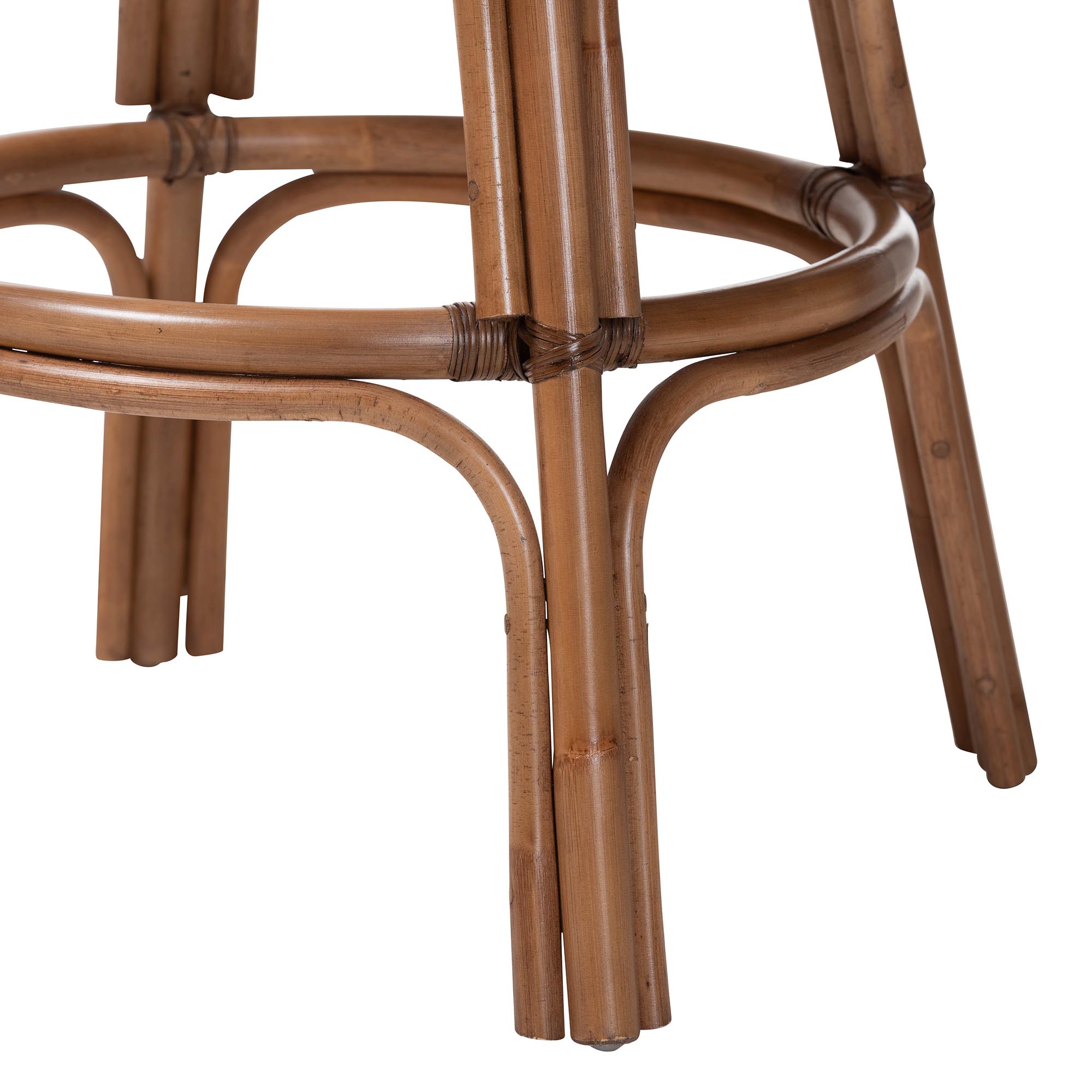 bali & pari Bella Swivel Rattan Bar Stool with Cushion - Handwoven Wicker Bar Chair with Backrest and Footrest, Coffee Bean