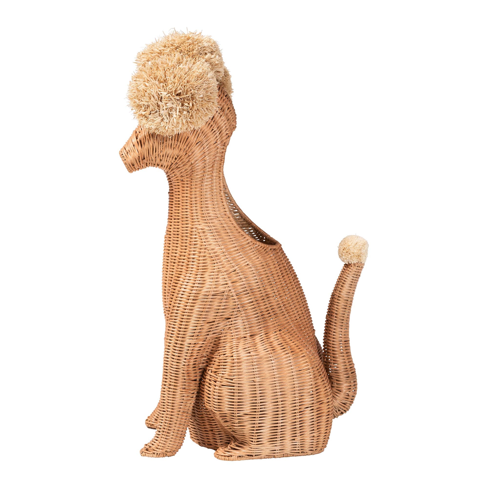 bali & pari Persis Natural Rattan Poodle Umbrella Holder - Handwoven Wicker Storage Solution