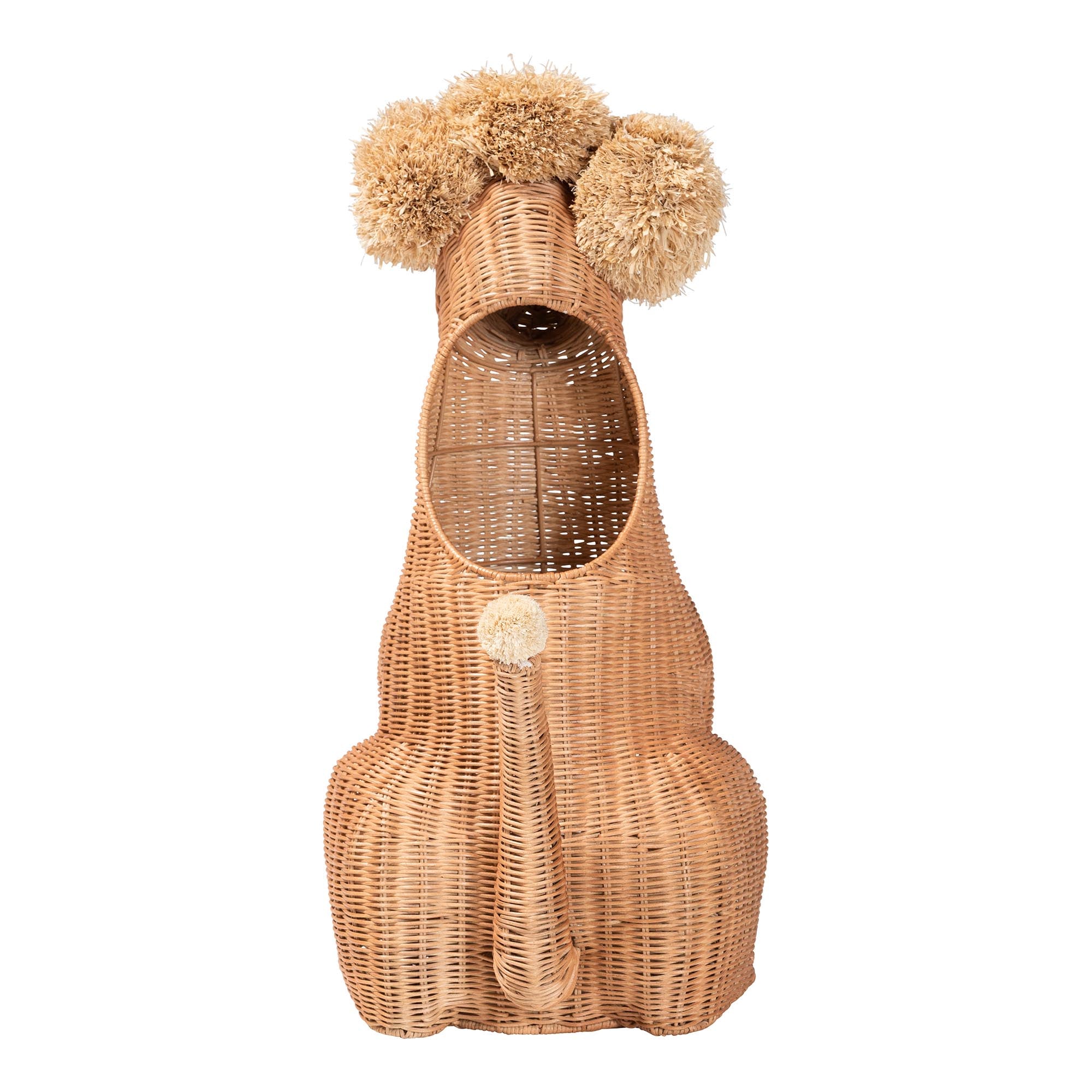 bali & pari Persis Natural Rattan Poodle Umbrella Holder - Handwoven Wicker Storage Solution