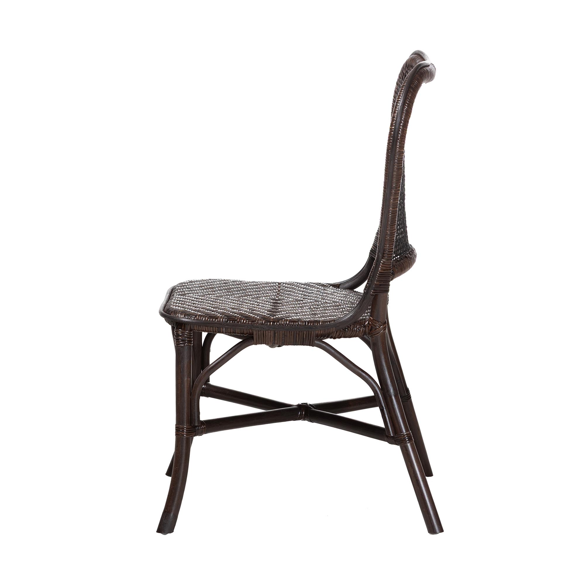 bali & pari Irene Natural Rattan Dining Chair - Handwoven Wicker Accent Chair with Lattice Backrest for Kitchen or Dining Room