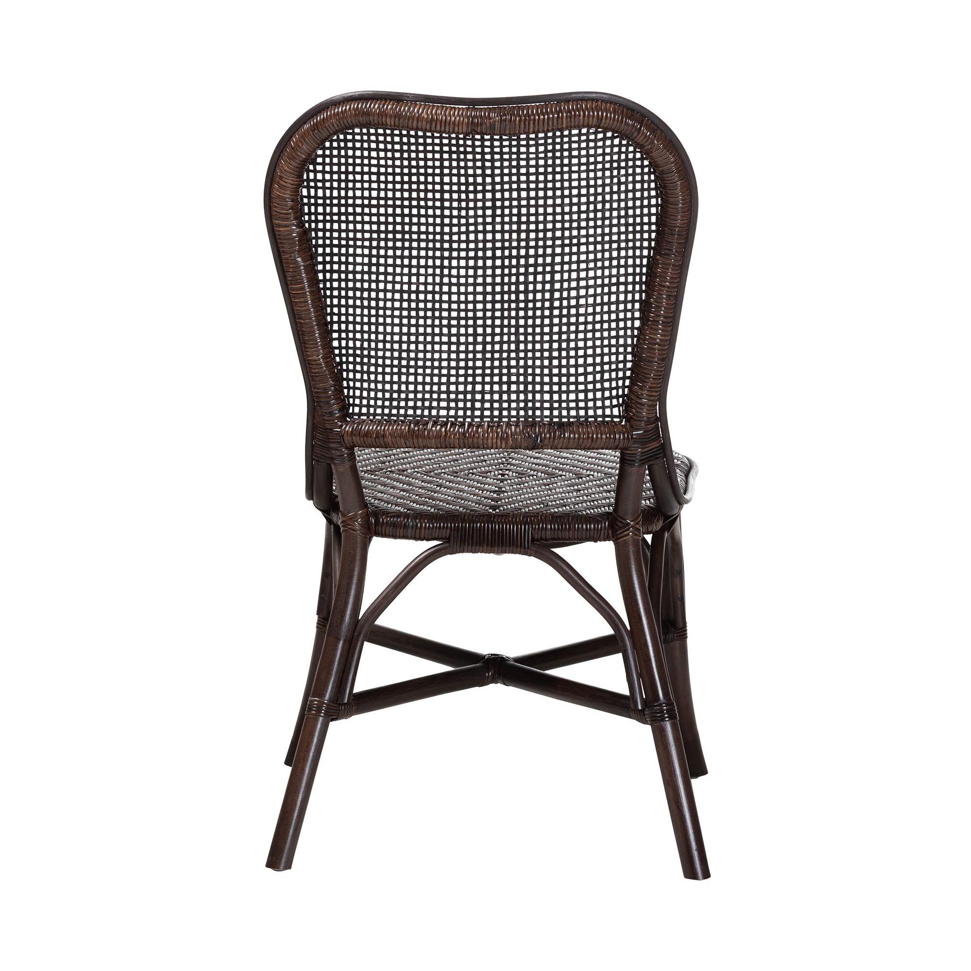 bali & pari Irene Natural Rattan Dining Chair - Handwoven Wicker Accent Chair with Lattice Backrest for Kitchen or Dining Room