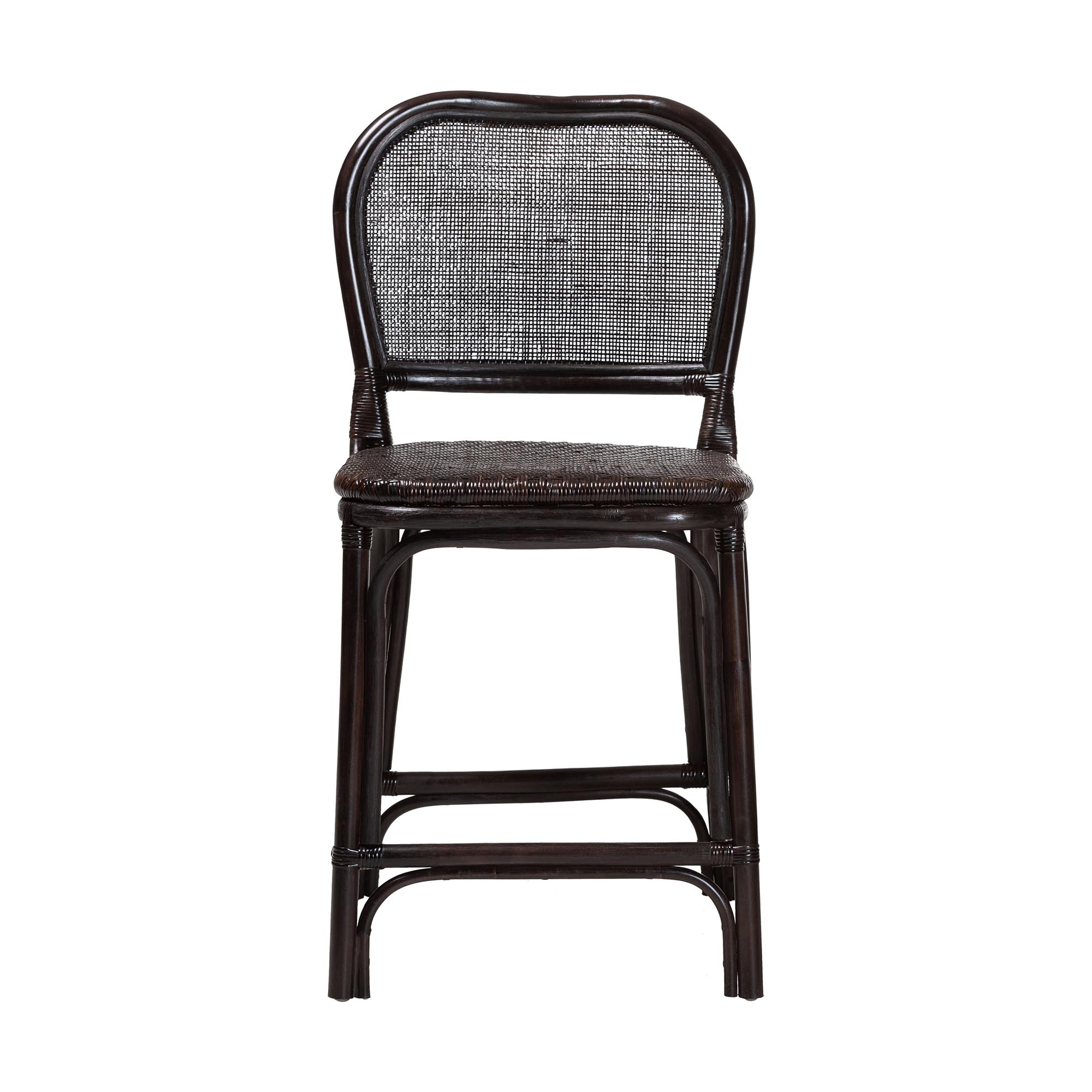 bali & pari Irene Natural Rattan Counter Stool - Handwoven Wicker Accent Stool with Lattice Backrest for Kitchen Island Seating