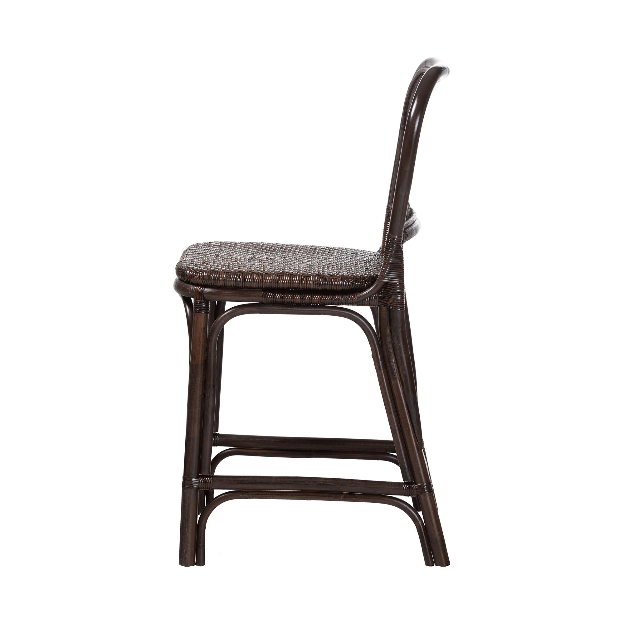 bali & pari Irene Natural Rattan Counter Stool - Handwoven Wicker Accent Stool with Lattice Backrest for Kitchen Island Seating