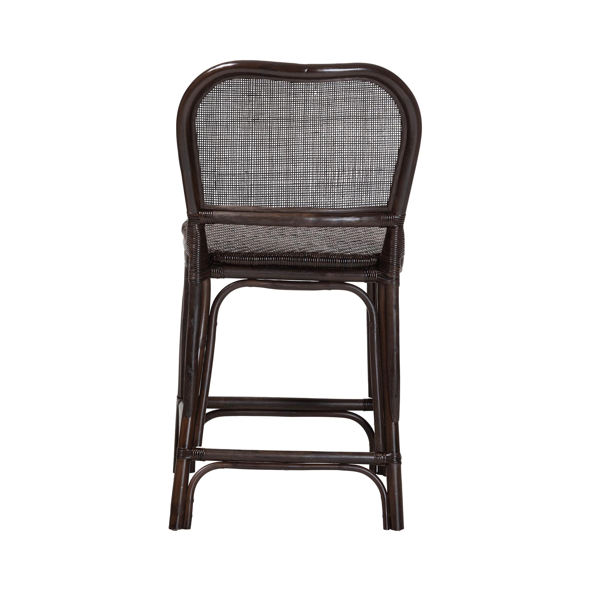 bali & pari Irene Natural Rattan Counter Stool - Handwoven Wicker Accent Stool with Lattice Backrest for Kitchen Island Seating