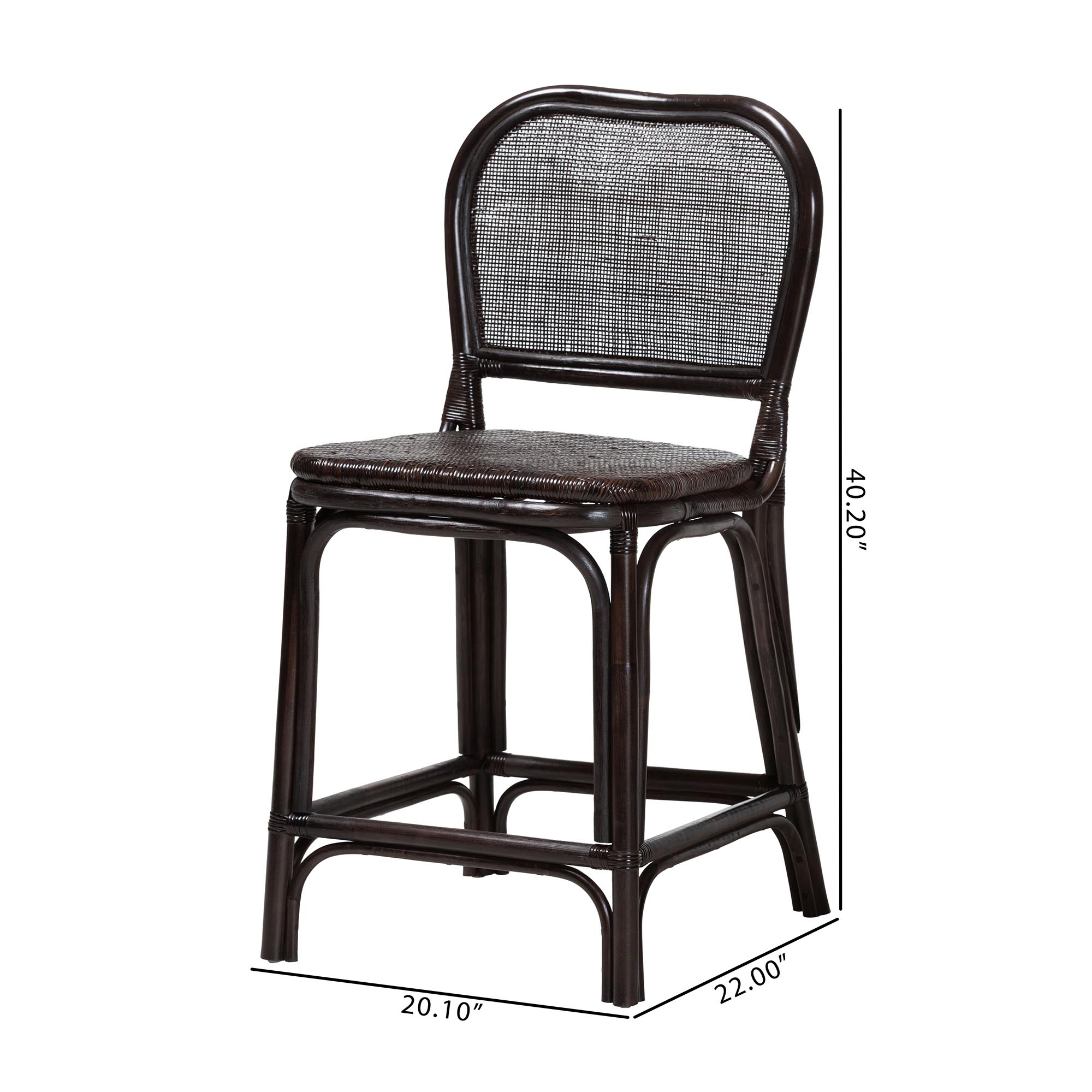 bali & pari Irene Natural Rattan Counter Stool - Handwoven Wicker Accent Stool with Lattice Backrest for Kitchen Island Seating