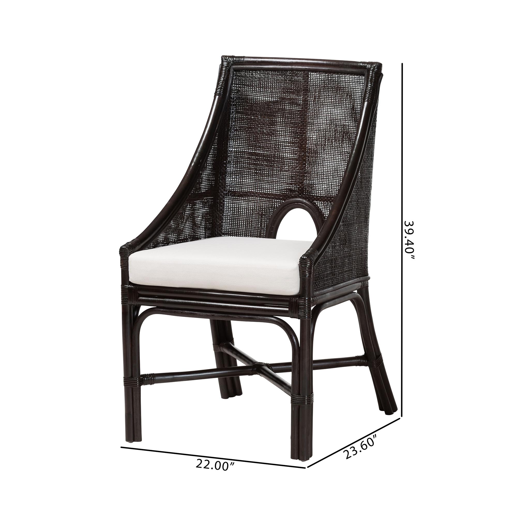 bali & pari Acton Natural Rattan 2-Piece Dining Chair Set - Handwoven Wicker Accent Chair with Tall Back and Sloped Arms, Boho Coastal Seating