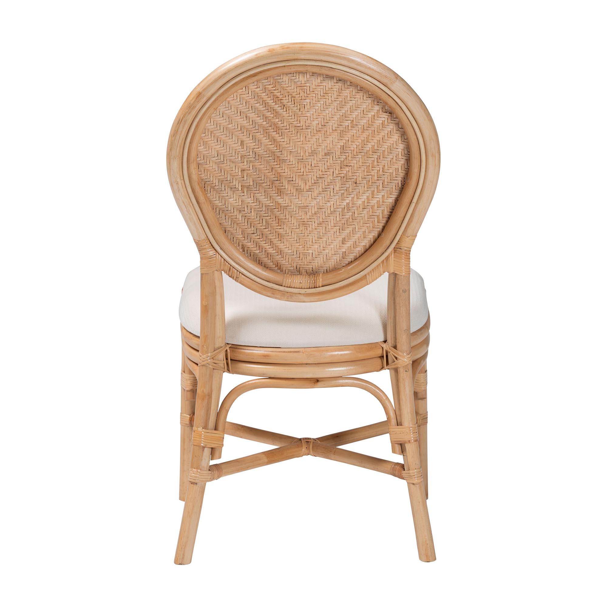 bali & pari Elmer Natural Rattan Dining Chair - Handwoven Wicker Accent Chair with Cushioned seat for Kitchen or Dining Room, Natural Brown