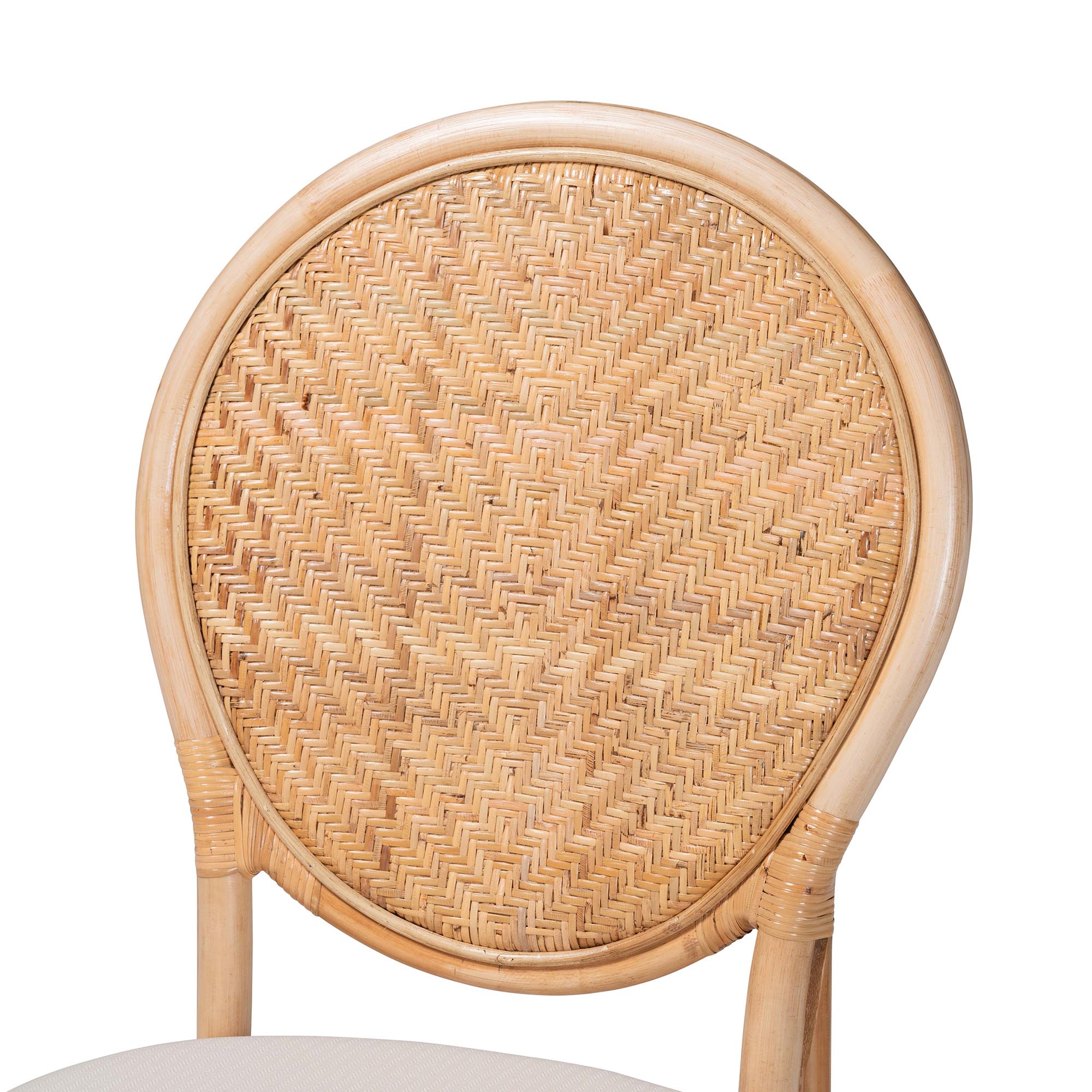 bali & pari Elmer Natural Rattan Dining Chair - Handwoven Wicker Accent Chair with Cushioned seat for Kitchen or Dining Room, Natural Brown