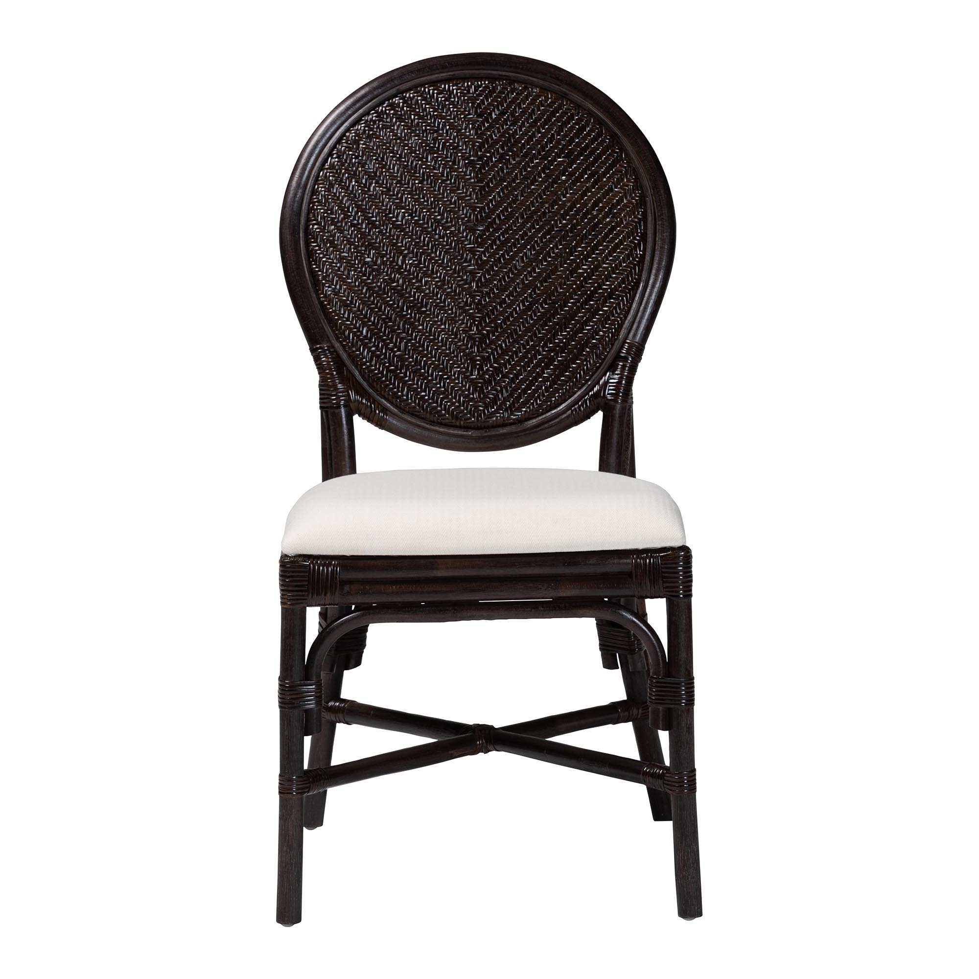 bali & pari Elmer Natural Rattan Dining Chair - Handwoven Wicker Accent Chair with Cushioned seat for Kitchen or Dining Room, Espresso