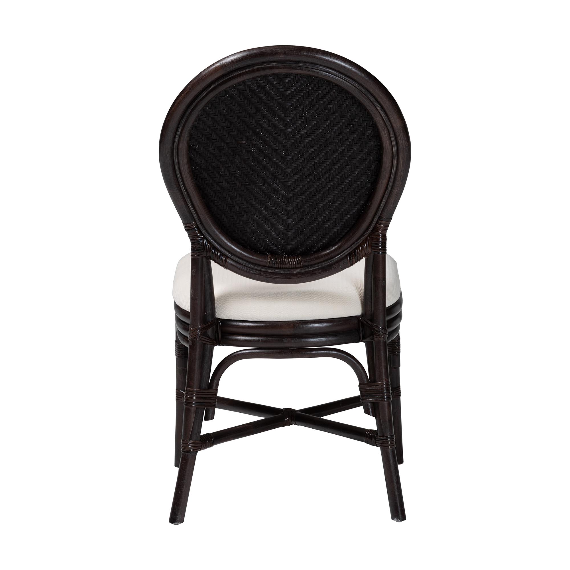 bali & pari Elmer Natural Rattan Dining Chair - Handwoven Wicker Accent Chair with Cushioned seat for Kitchen or Dining Room, Espresso