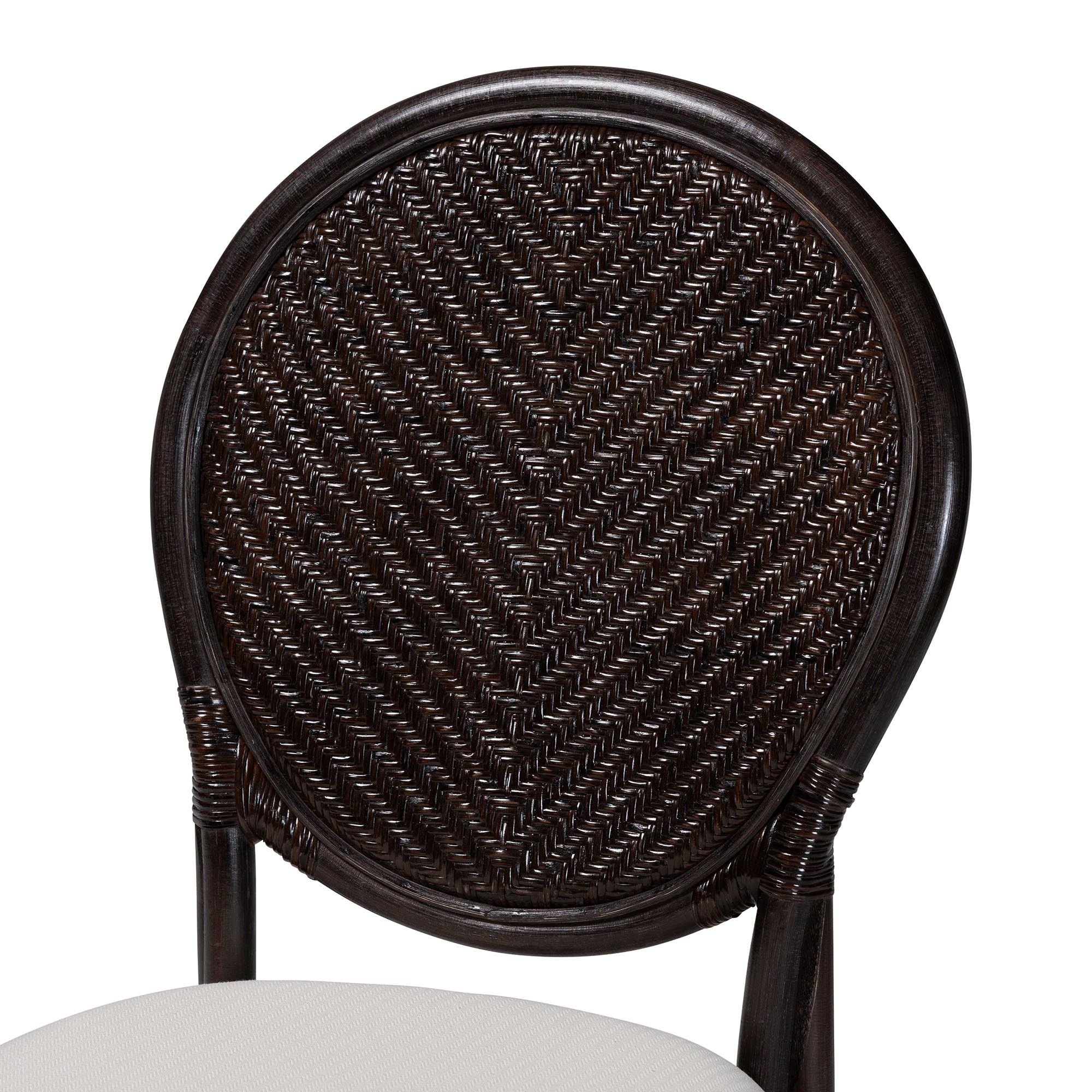 bali & pari Elmer Natural Rattan Dining Chair - Handwoven Wicker Accent Chair with Cushioned seat for Kitchen or Dining Room, Espresso
