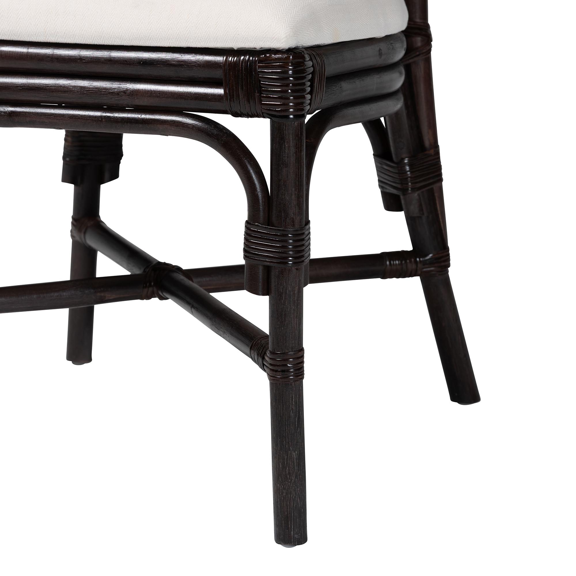 bali & pari Elmer Natural Rattan Dining Chair - Handwoven Wicker Accent Chair with Cushioned seat for Kitchen or Dining Room, Espresso