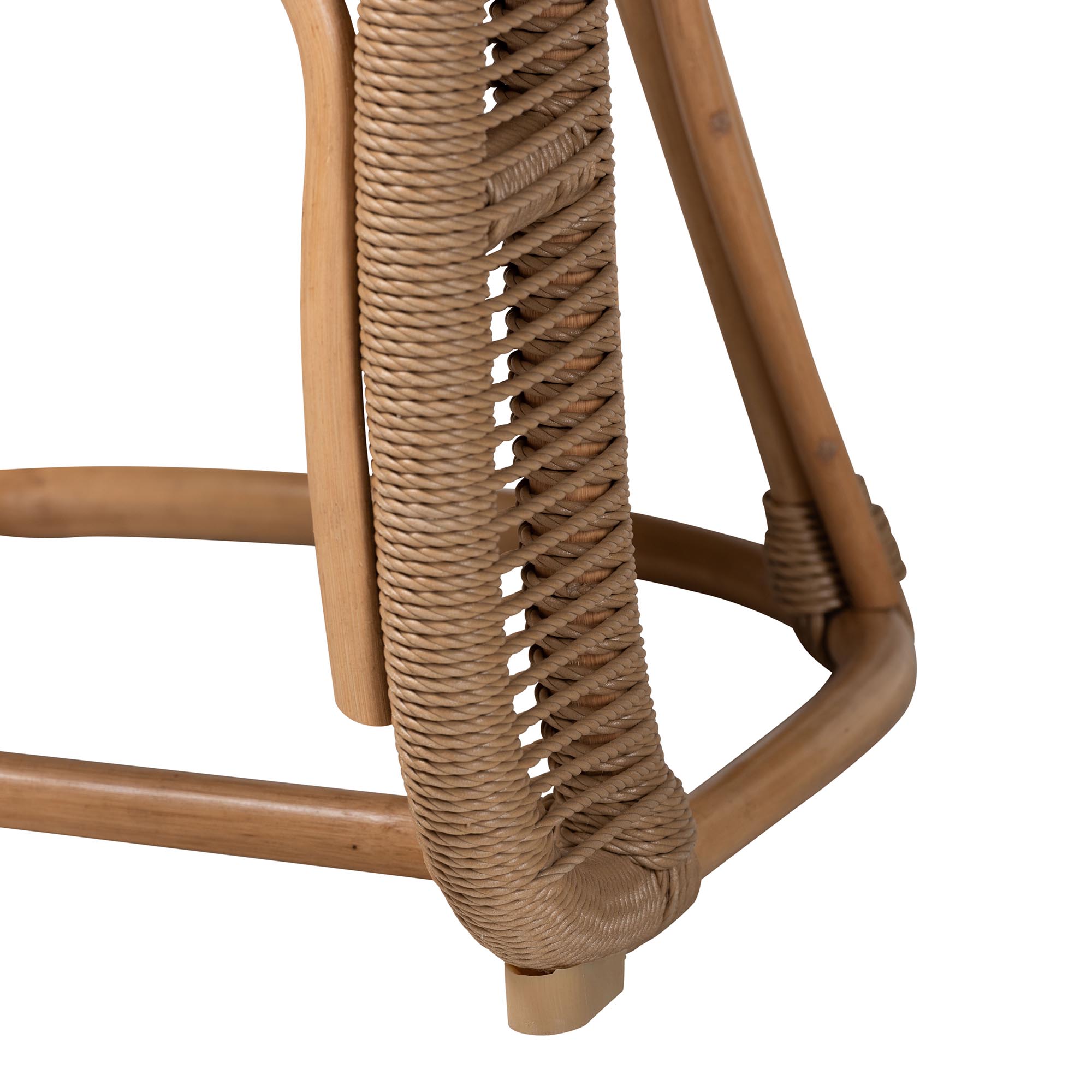 bali & pari Isra Natural Rattan Accent Chair with Handwoven Synthetic Wicker - Curved Barrel Back Lounge Chair for Coastal Living Spaces