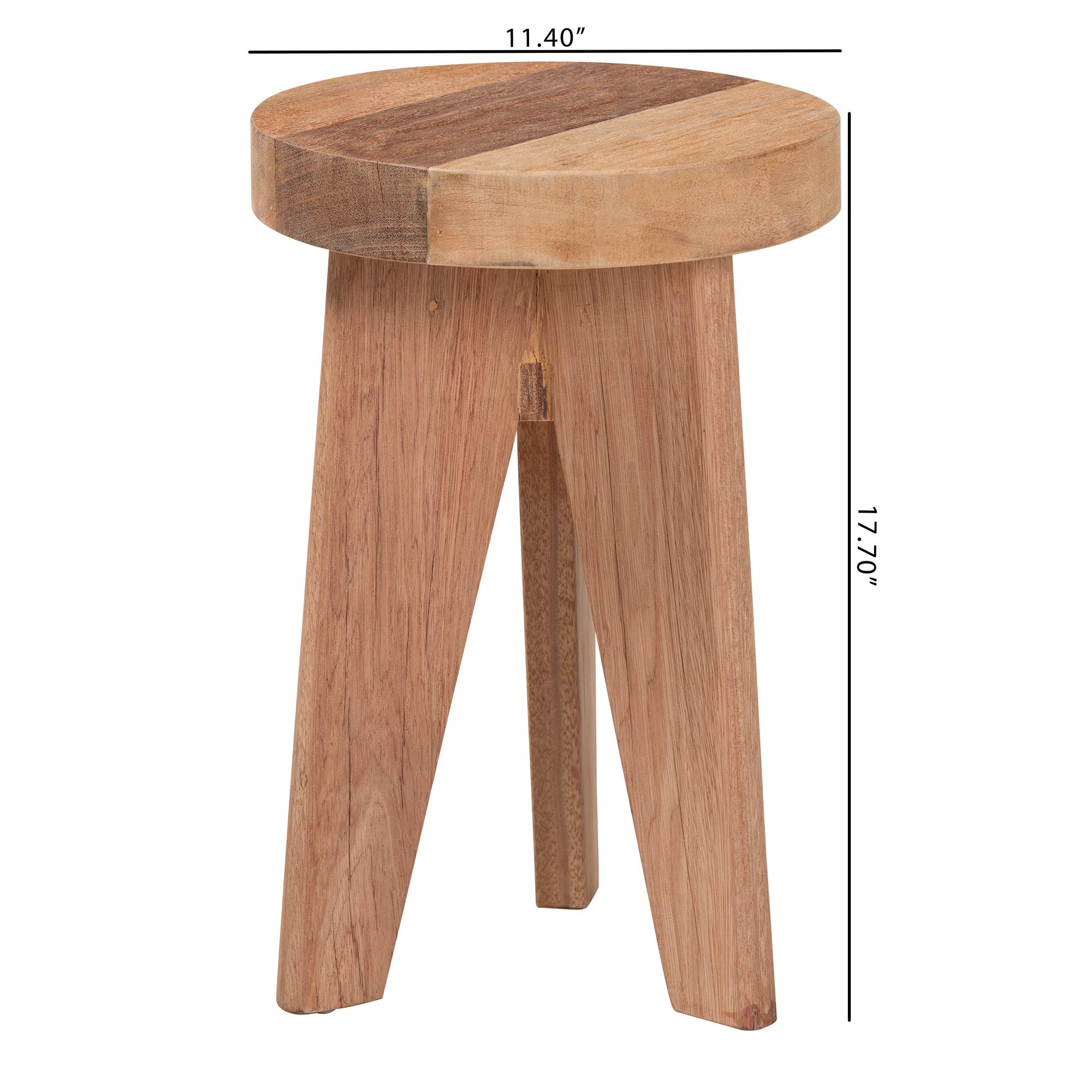 bali & pari Sayen Acacia Wood Multipurpose Accent Stool - Sculptural End Table with Flared Tripod Base for Living Room, Bedroom or Dining Room