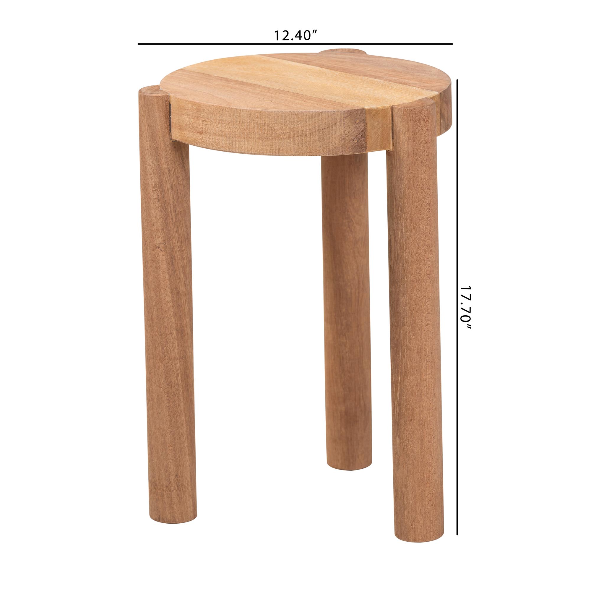 bali & pari Shadi Acacia Wood Multipurpose Accent Stool - Sculptural End Table with Tripod Base for Living Room, Bedroom or Dining Room
