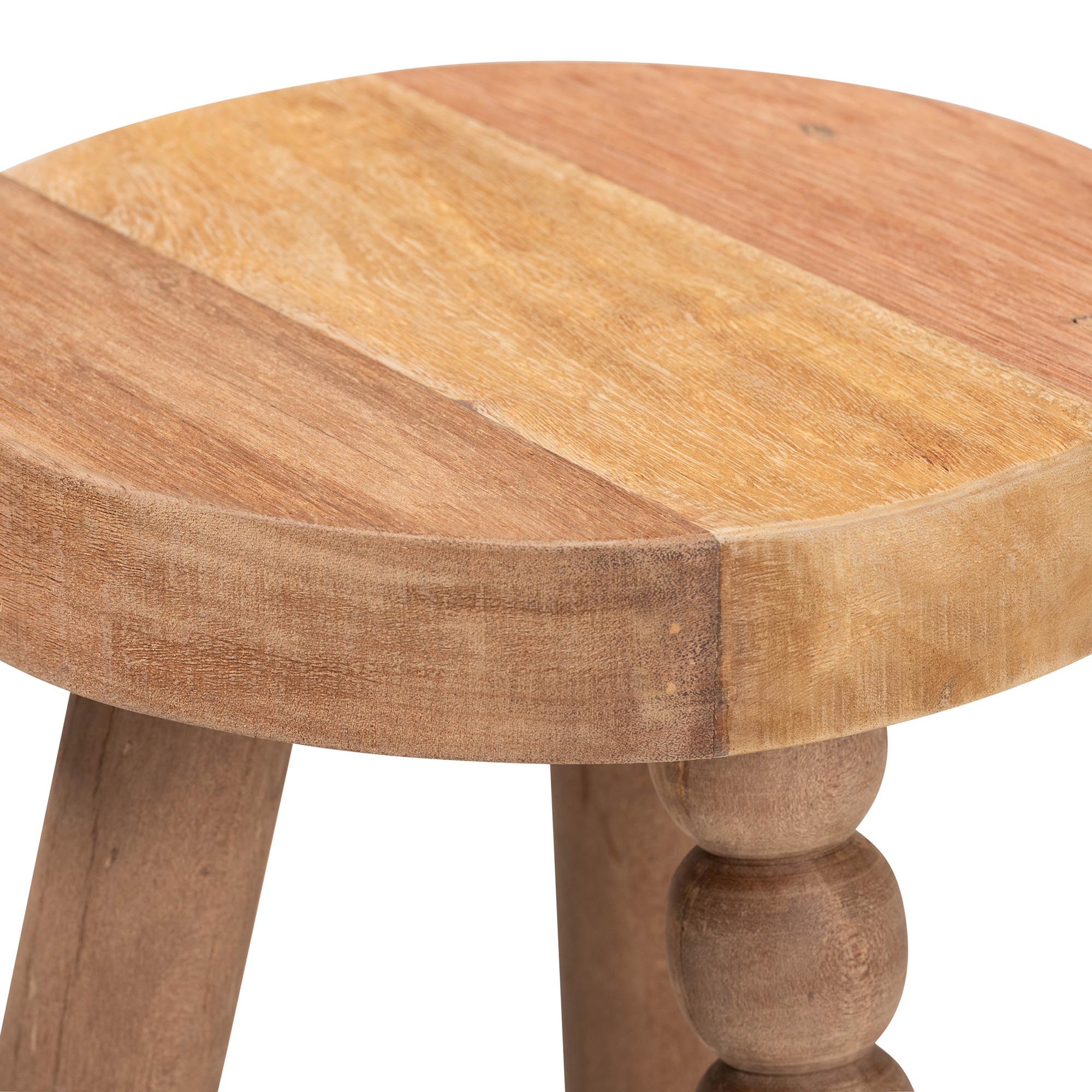 bali & pari Sihu Acacia Wood Multipurpose Accent Stool - Sculptural End Table with Bobbin Tripod Base for Living Room, Bedroom or Dining Room