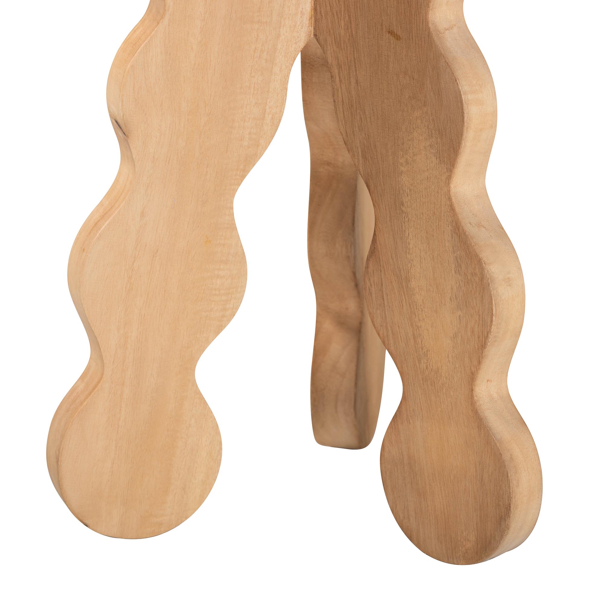 bali & pari Sino Acacia Wood Multipurpose Accent Stool - Sculptural End Table with Wavy Tripod Base for Living Room, Bedroom or Dining Room