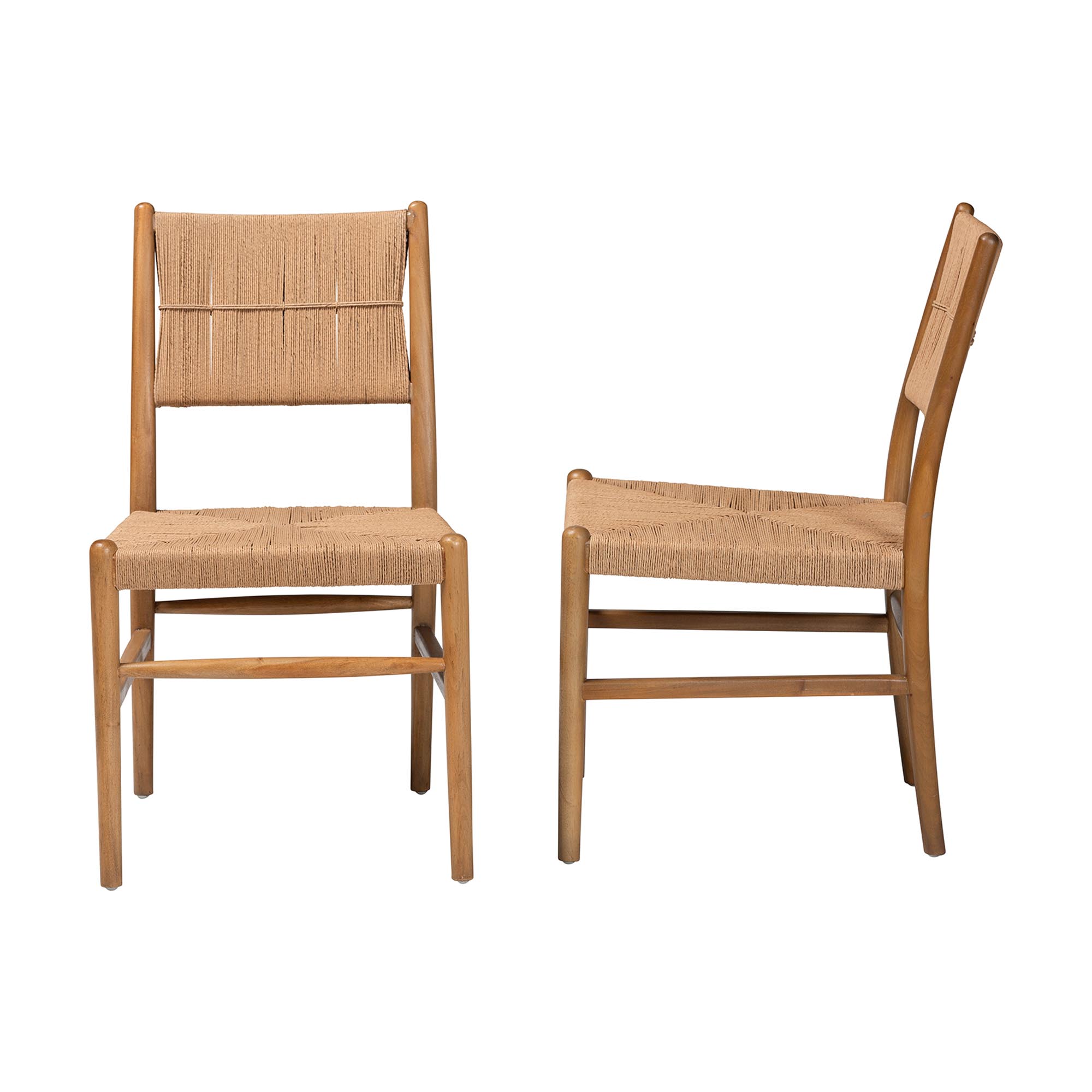 bali & pari Alva Paper Loom Woven 2-Piece Dining Chair Set - Handwoven Side Chair with Mahogany Wood Frame for Kitchen or Dining Room