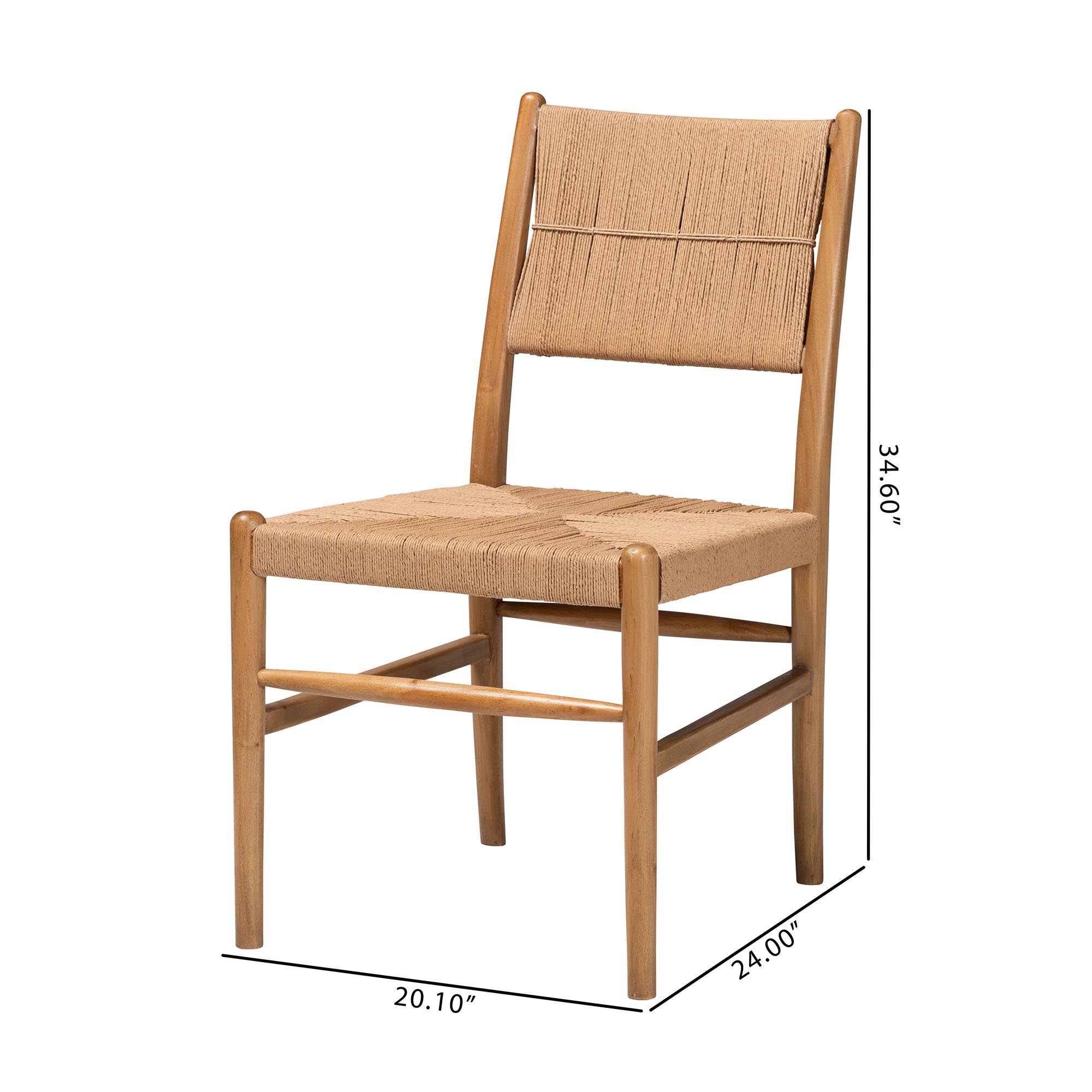 bali & pari Alva Paper Loom Woven 2-Piece Dining Chair Set - Handwoven Side Chair with Mahogany Wood Frame for Kitchen or Dining Room