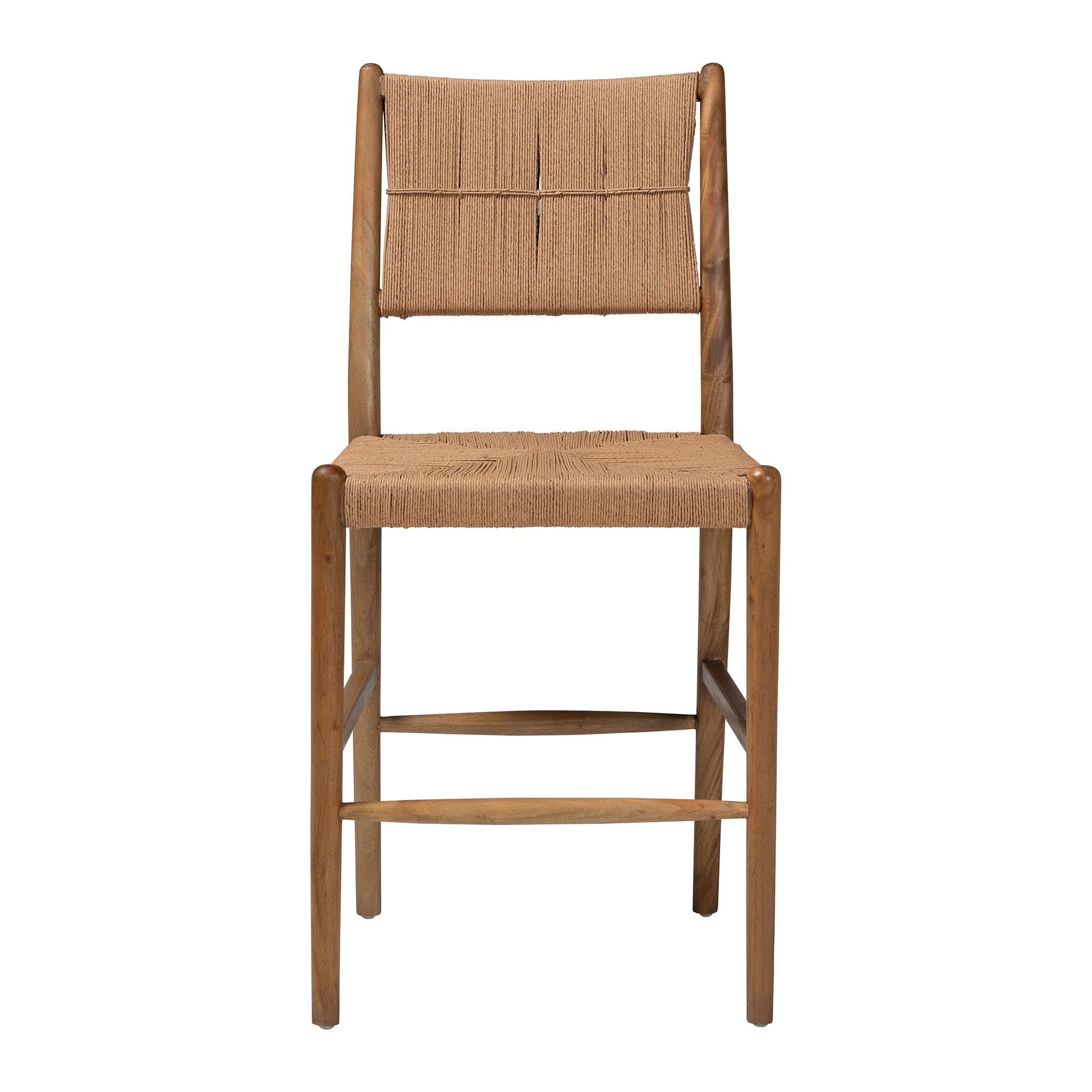 bali & pari Alva Paper Loom Woven Counter Stool - Handwoven Accent Stool with Mahogany Wood Frame for Kitchen Island or Lounge
