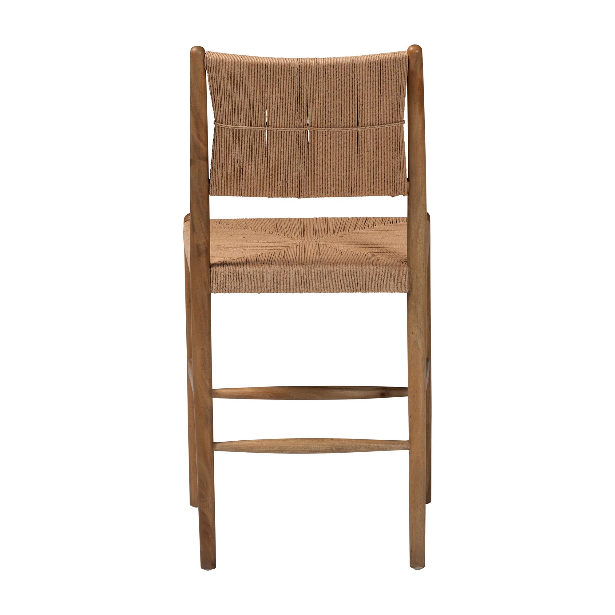 bali & pari Alva Paper Loom Woven Counter Stool - Handwoven Accent Stool with Mahogany Wood Frame for Kitchen Island or Lounge