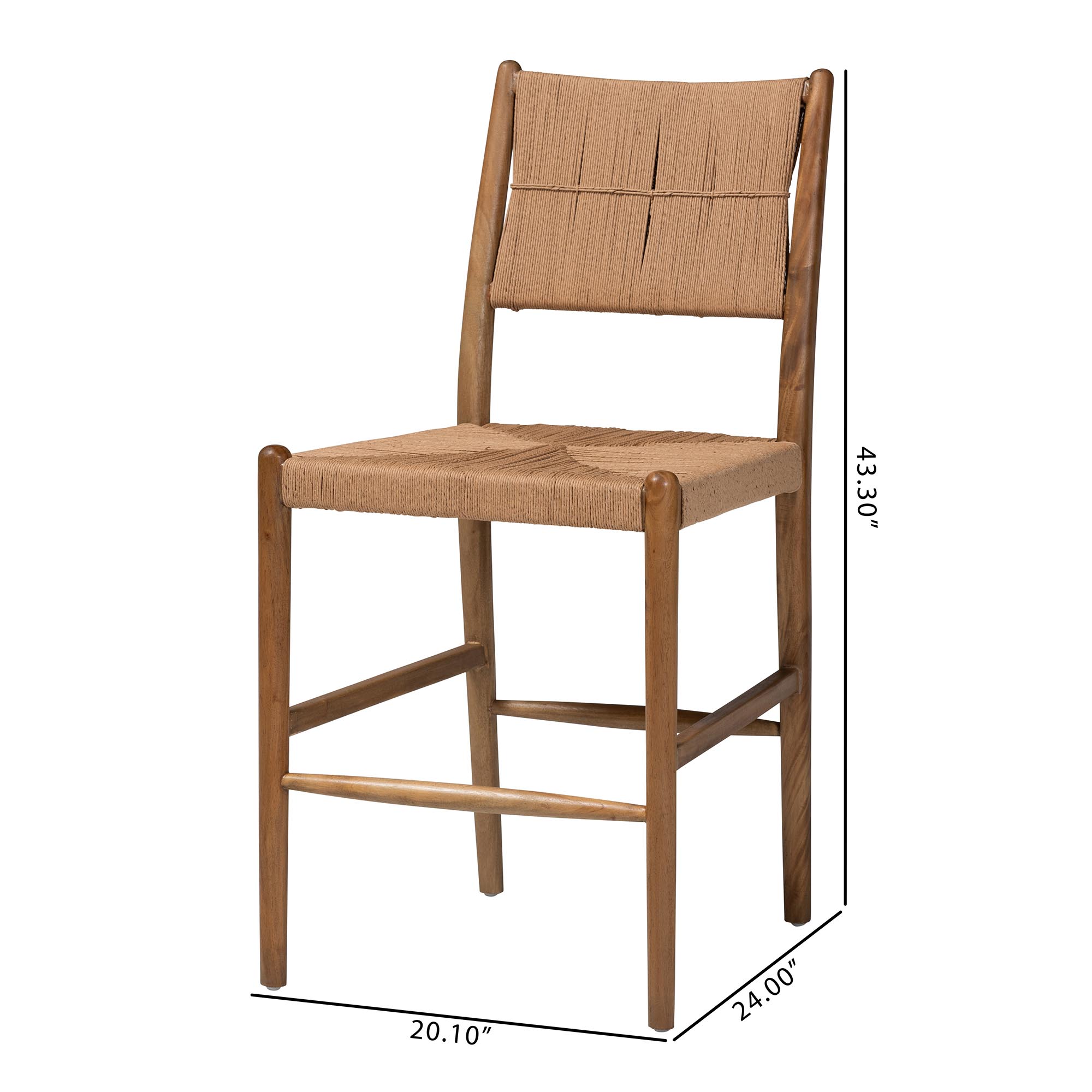 bali & pari Alva Paper Loom Woven Counter Stool - Handwoven Accent Stool with Mahogany Wood Frame for Kitchen Island or Lounge